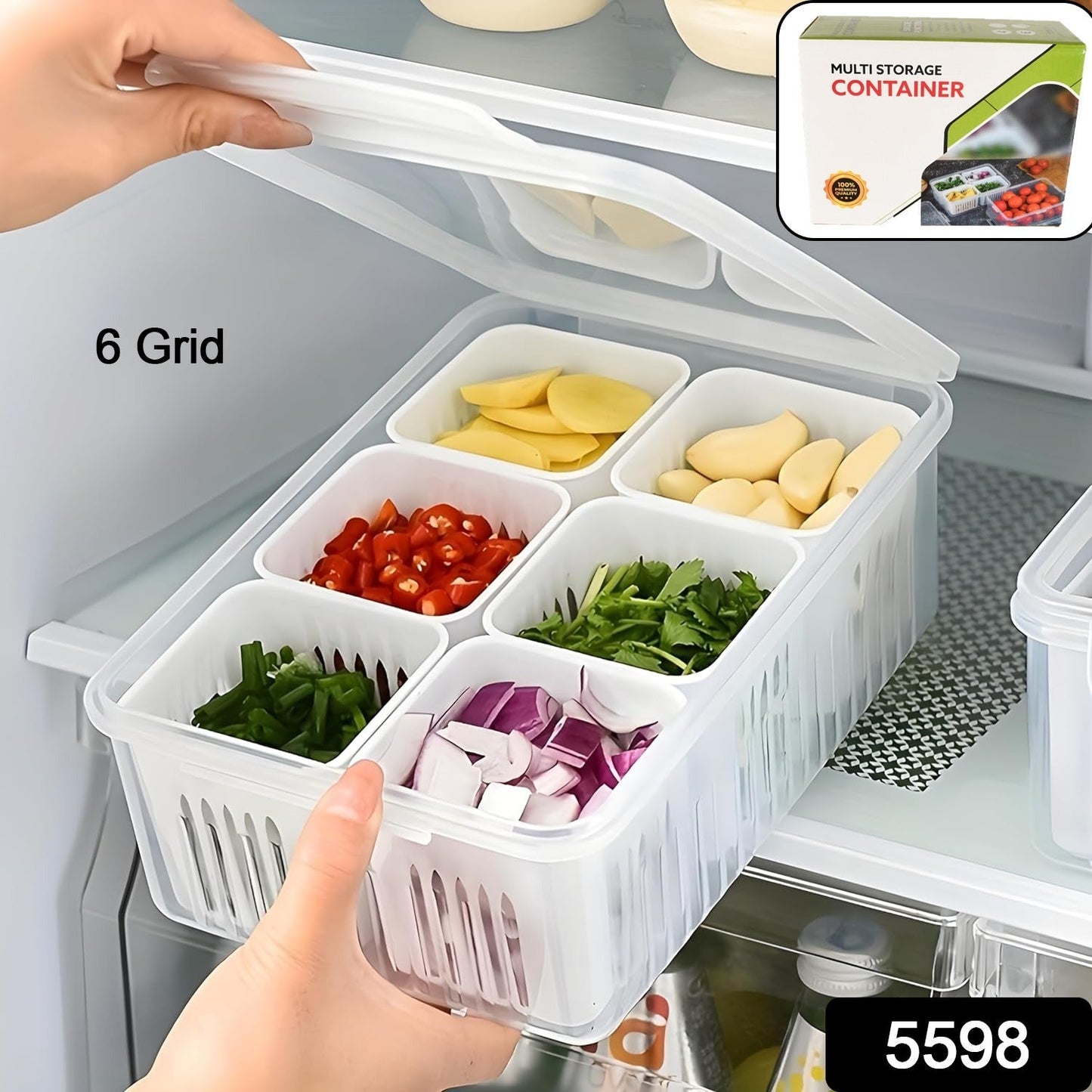 Stackable fridge storage containers in a clean refrigerator, showcasing efficient kitchen organization.