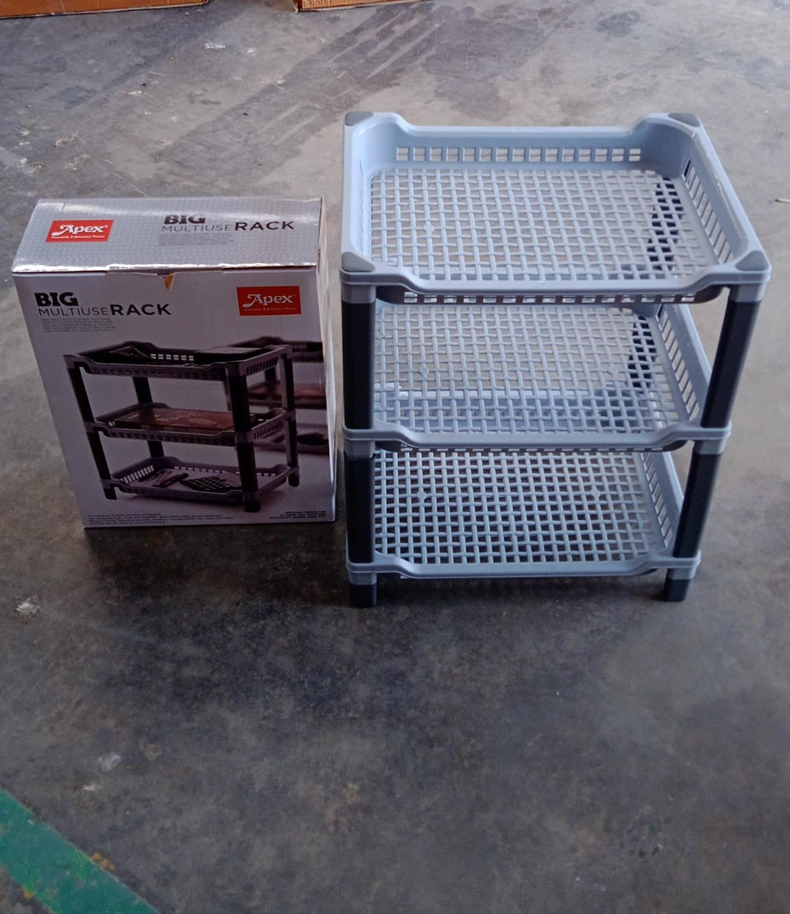 Compact 3-tier plastic storage rack for kitchen and office organization