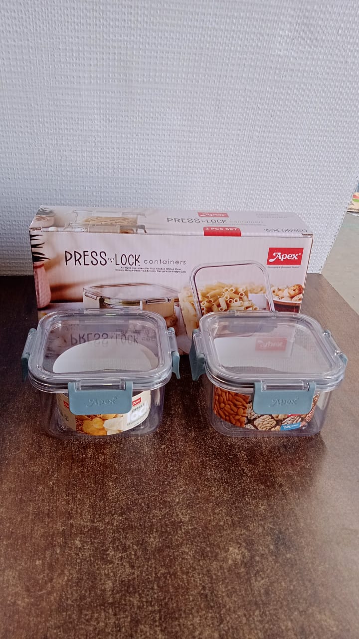 Stacked Apex airtight food storage containers with secure Press N’ Lock lids