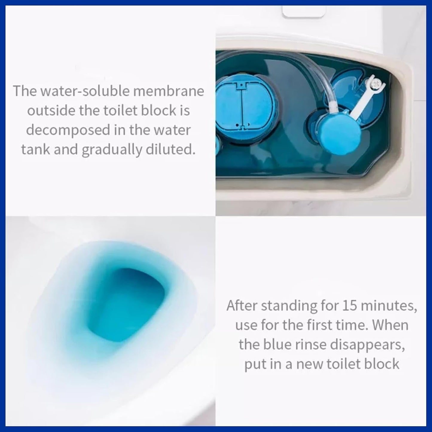 Illustration showing how to use Wonder Fresh toilet cleaner tabs in a cistern.
