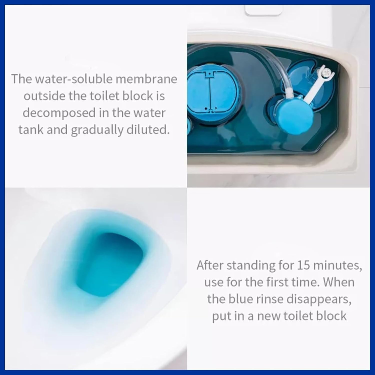 Illustration showing how to use Wonder Fresh toilet cleaner tabs in a cistern.