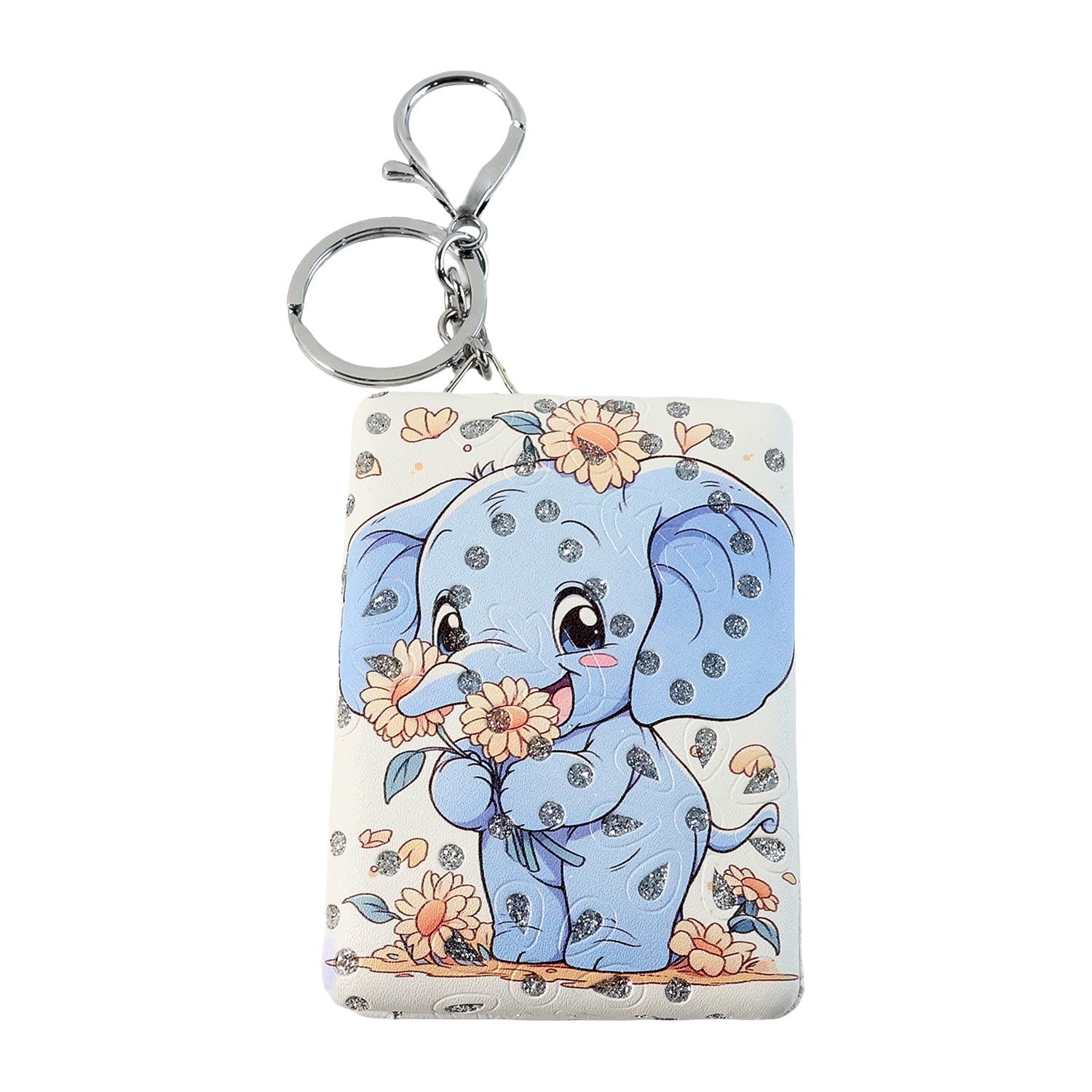 Pocket makeup mirror keychain attached to bag strap for easy access