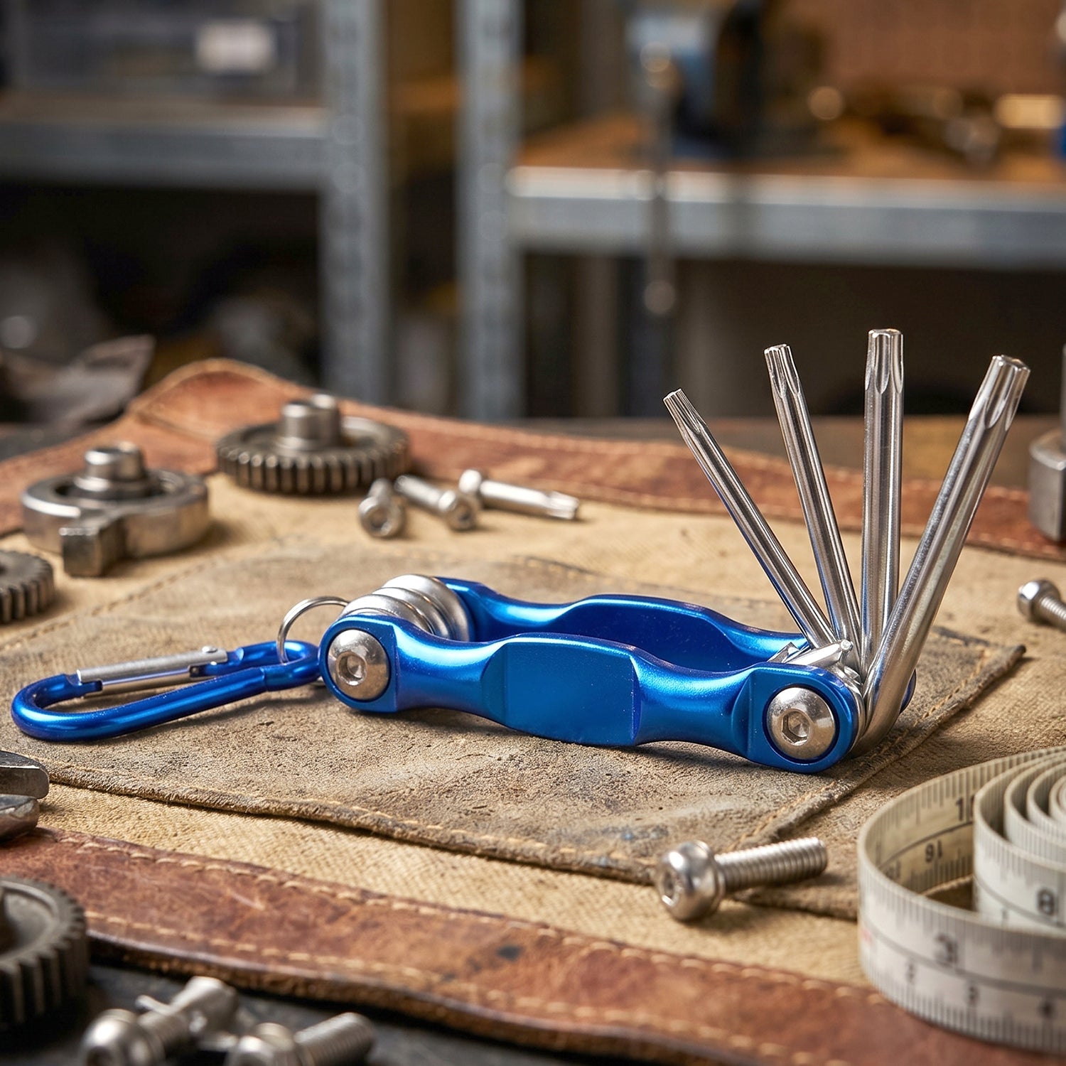 Folding bike repair multi tool with screwdrivers and hex keys