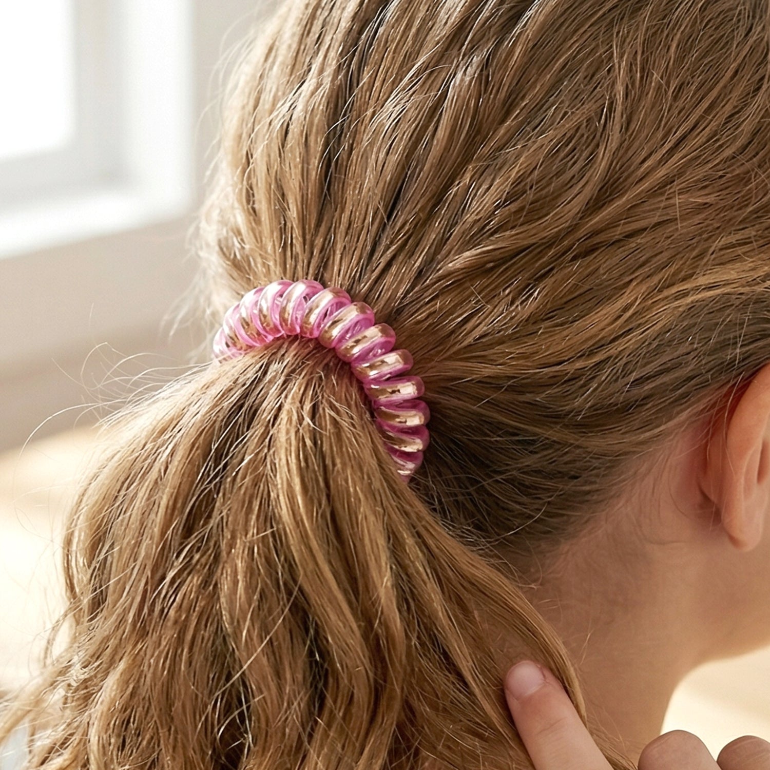 Trendy mixed color rubber spiral hair bands for women