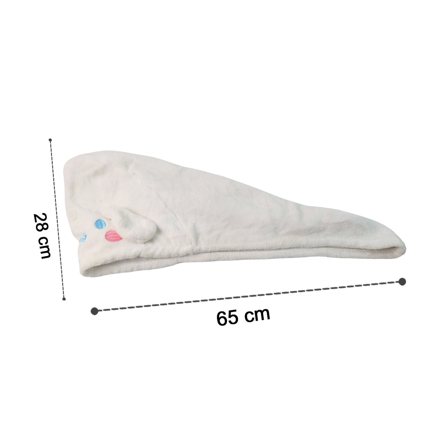 Size dimensions of microfiber hair drying towel wrap with button closure