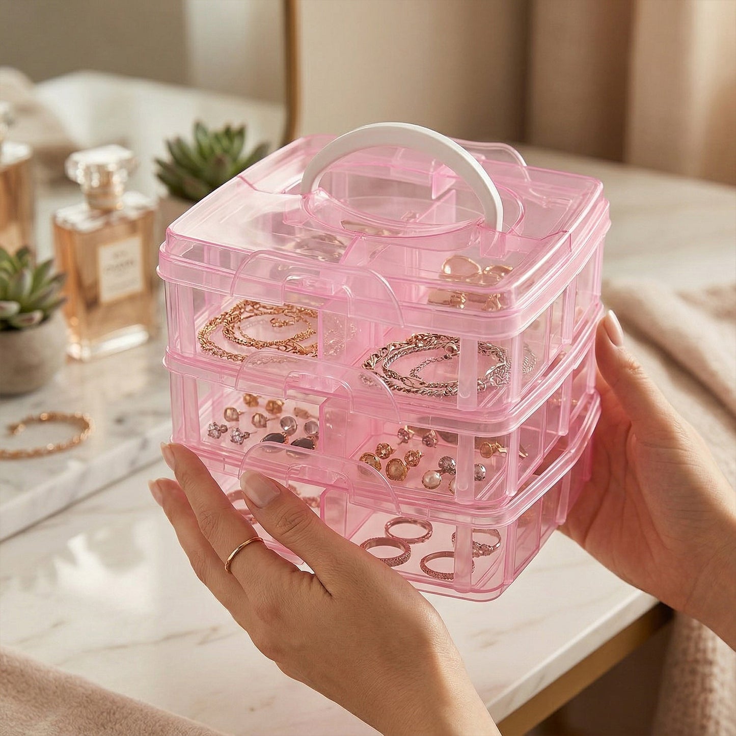Craft storage box with removable dividers for customizable organization