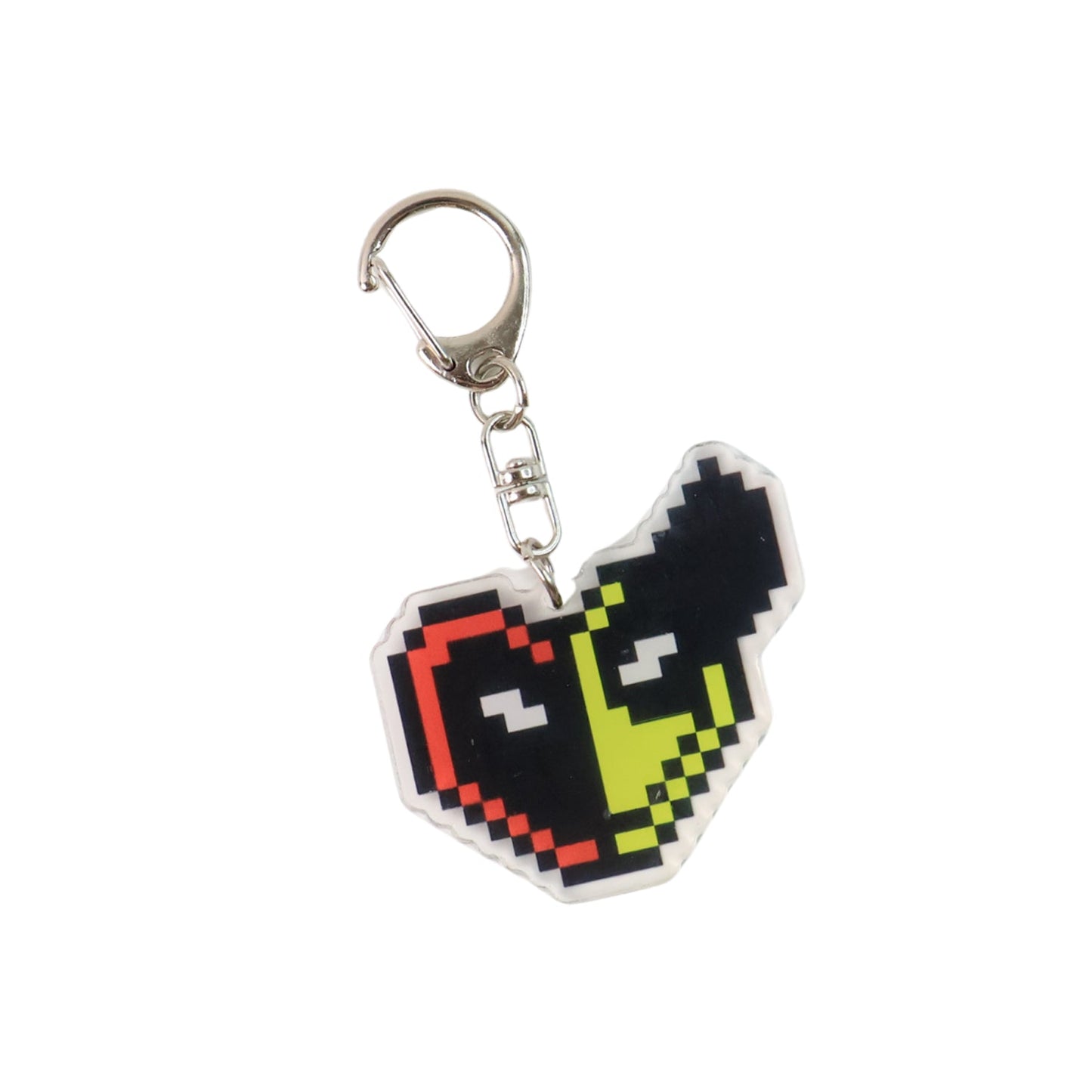 Retro pixel graphic keyring colorful design for gamers and pop culture fans