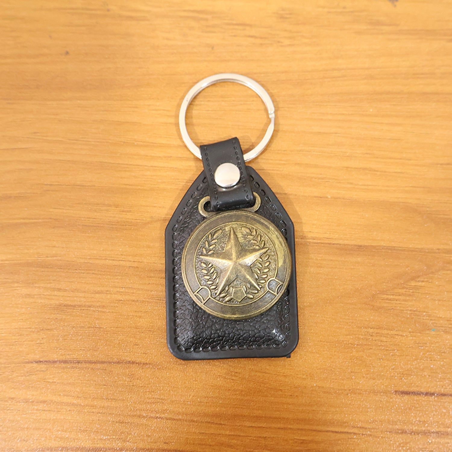 Durable leather finish decorative keychain for car and home keys