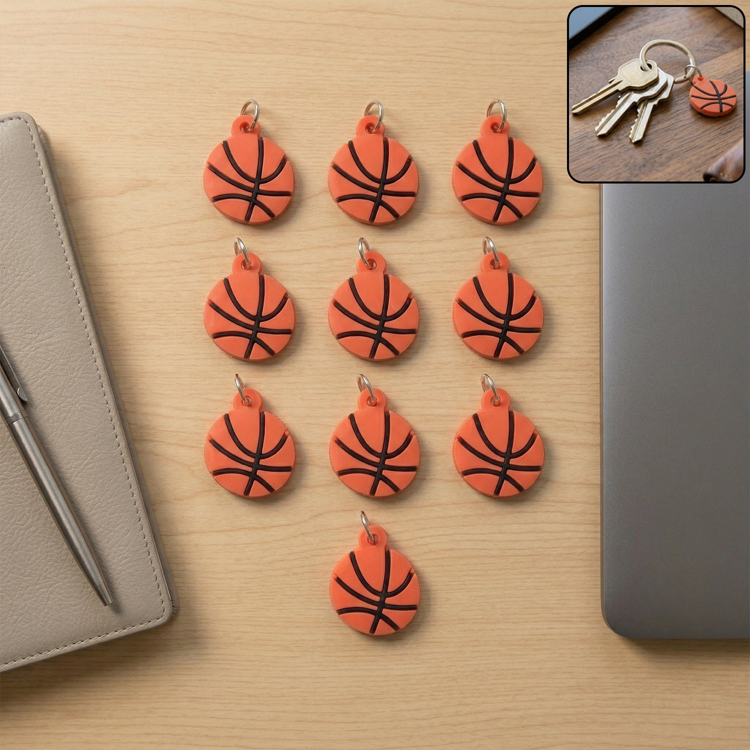 Basketball design key ring set for keys and bags
