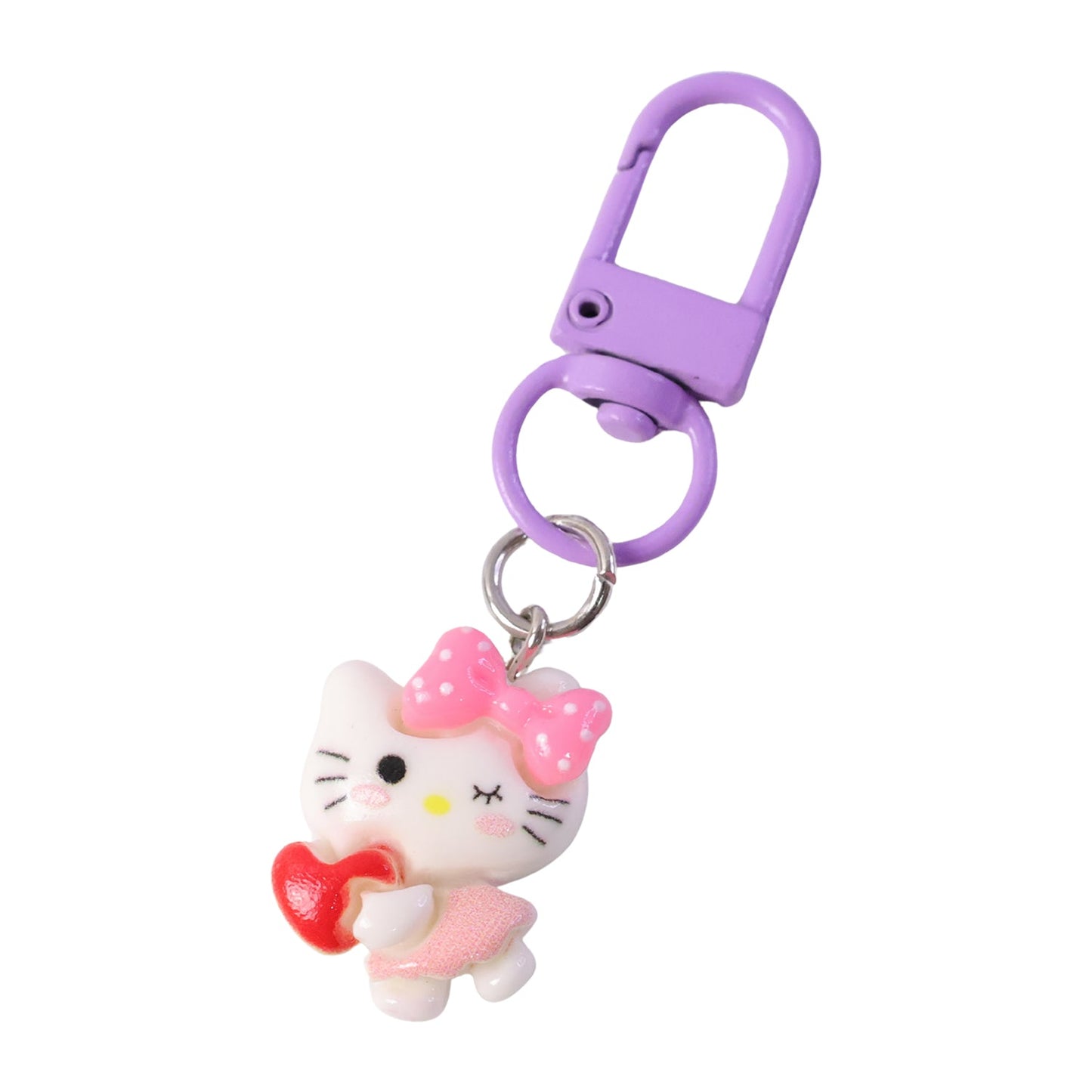 Girls trendy cute keychain with heart and bow