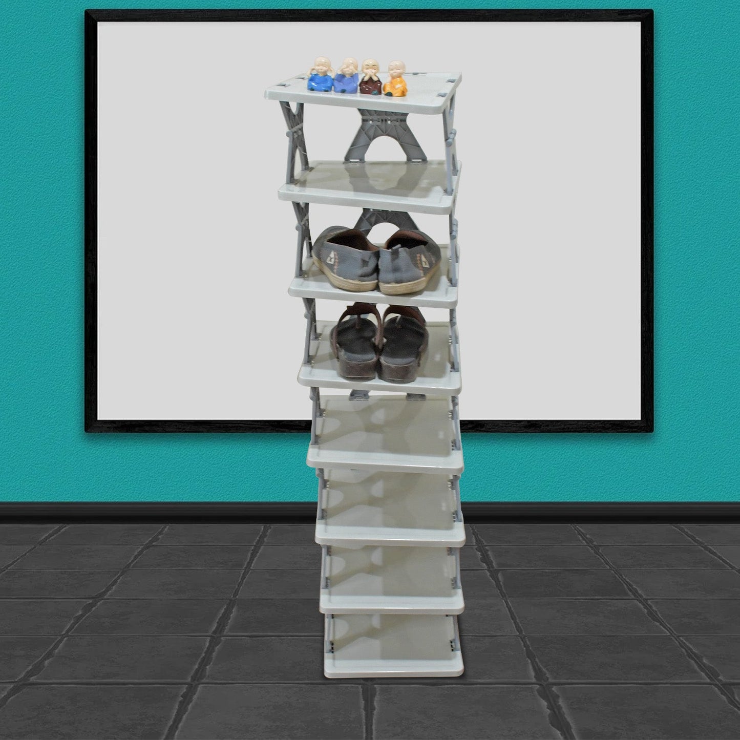 Organivo foldable shoe stand, showcasing its modern design and sturdy build.