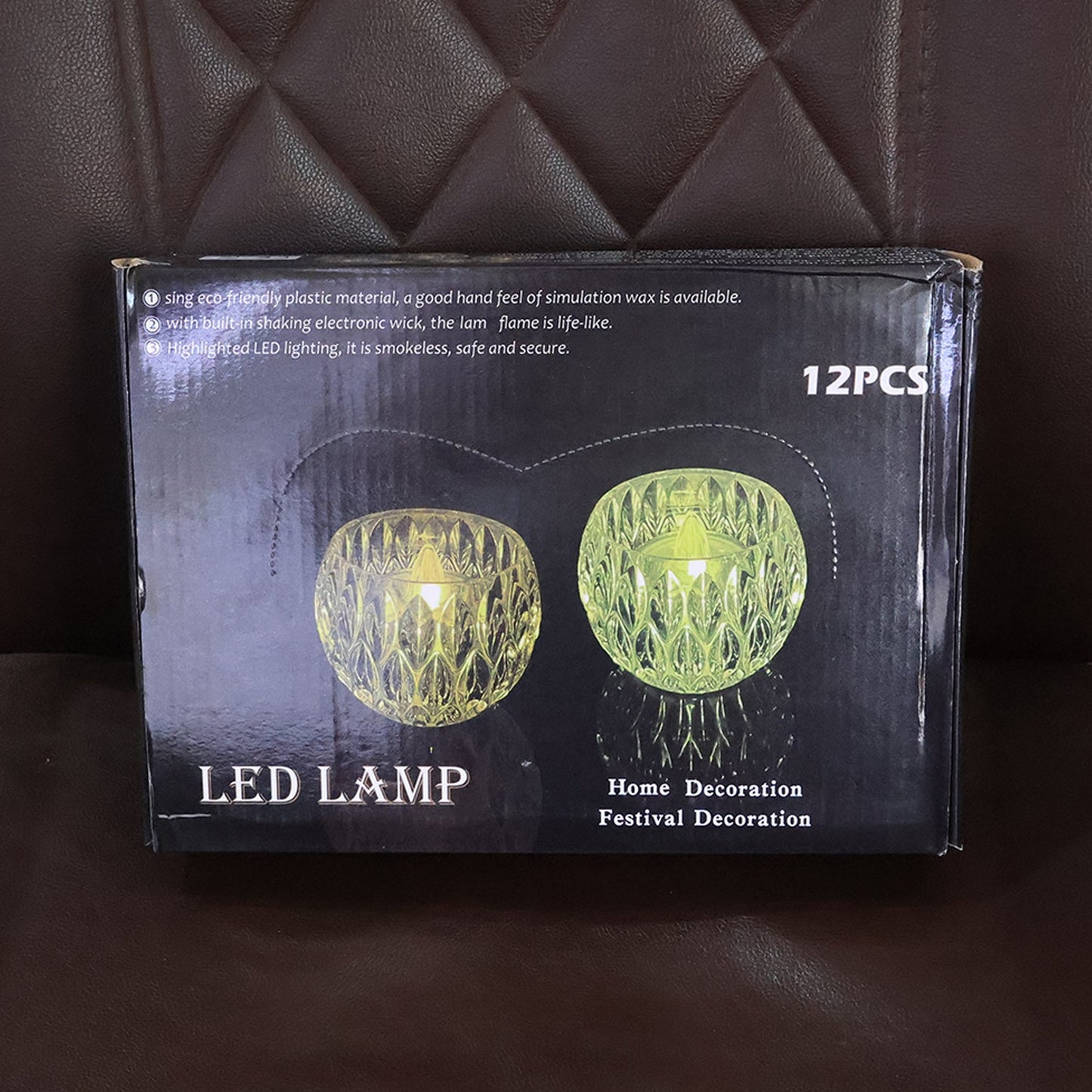 Warm glowing crystal style LED candle light for festive events