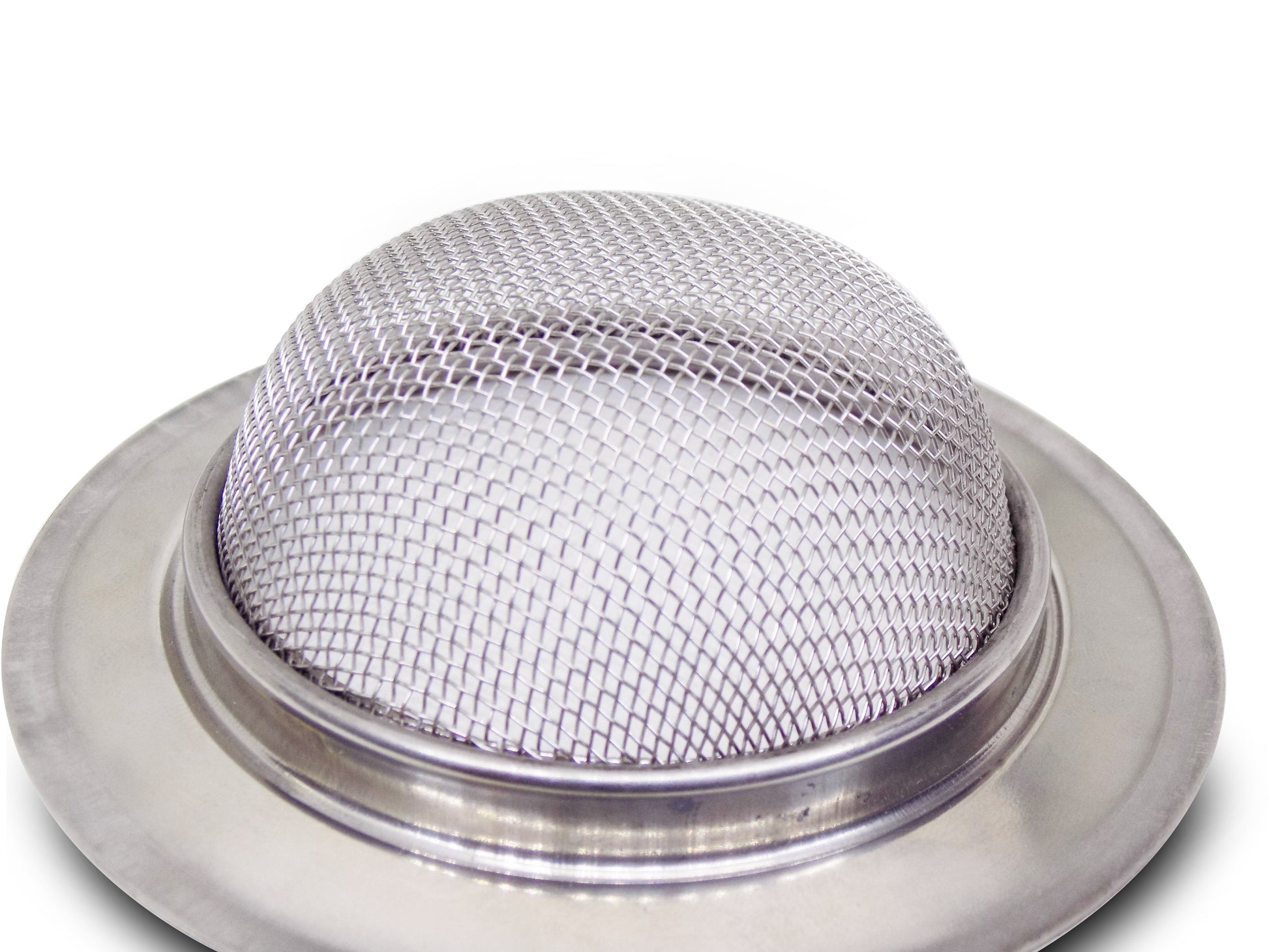 Shiny stainless steel sink jali from Indo Glow, showcasing its durable and rust-proof design.