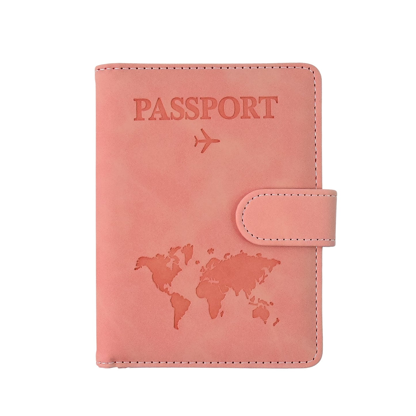 Elegant embossed world map print on travel passport wallet organizer