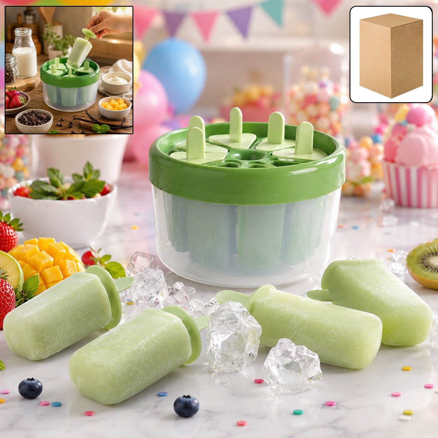 Usage of plastic ice candy popsicle maker with frozen popsicles ready to enjoy