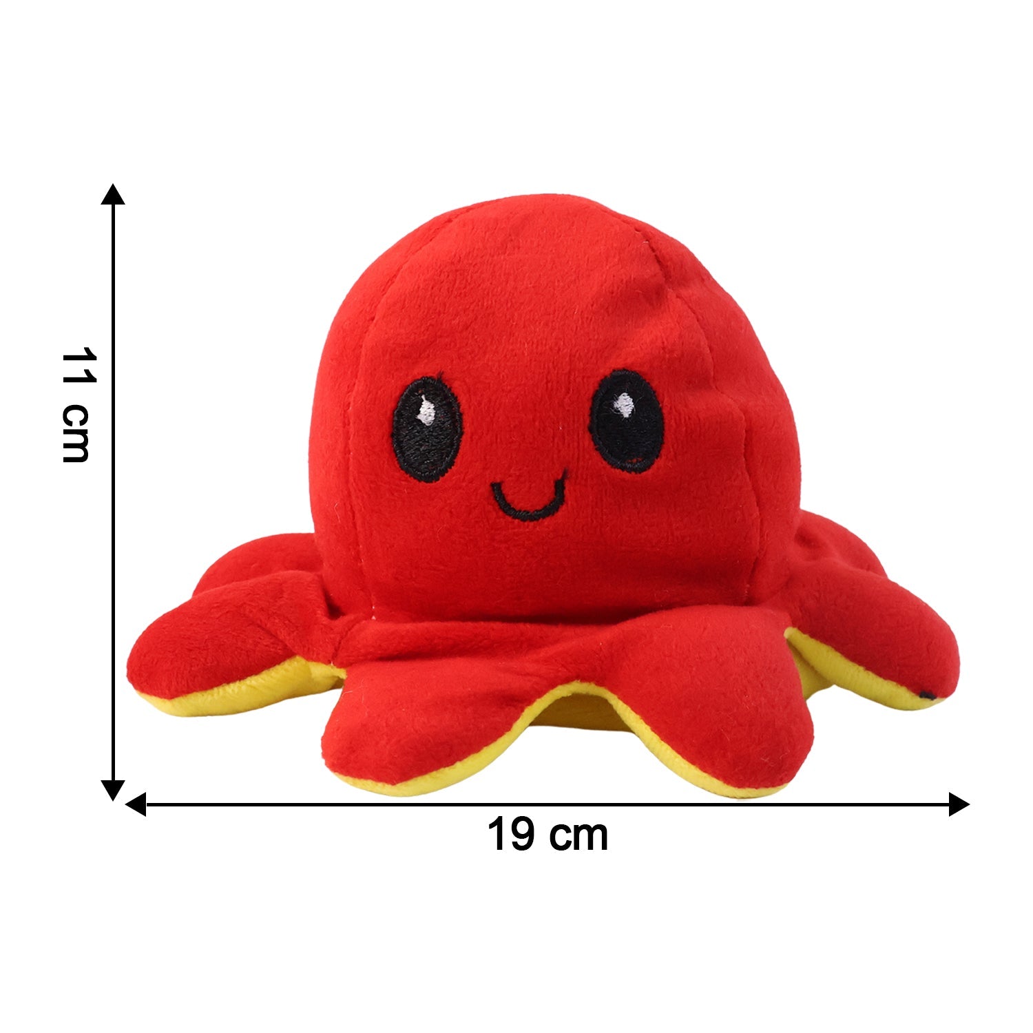 Reversible octopus plush soft toy with double sided face design