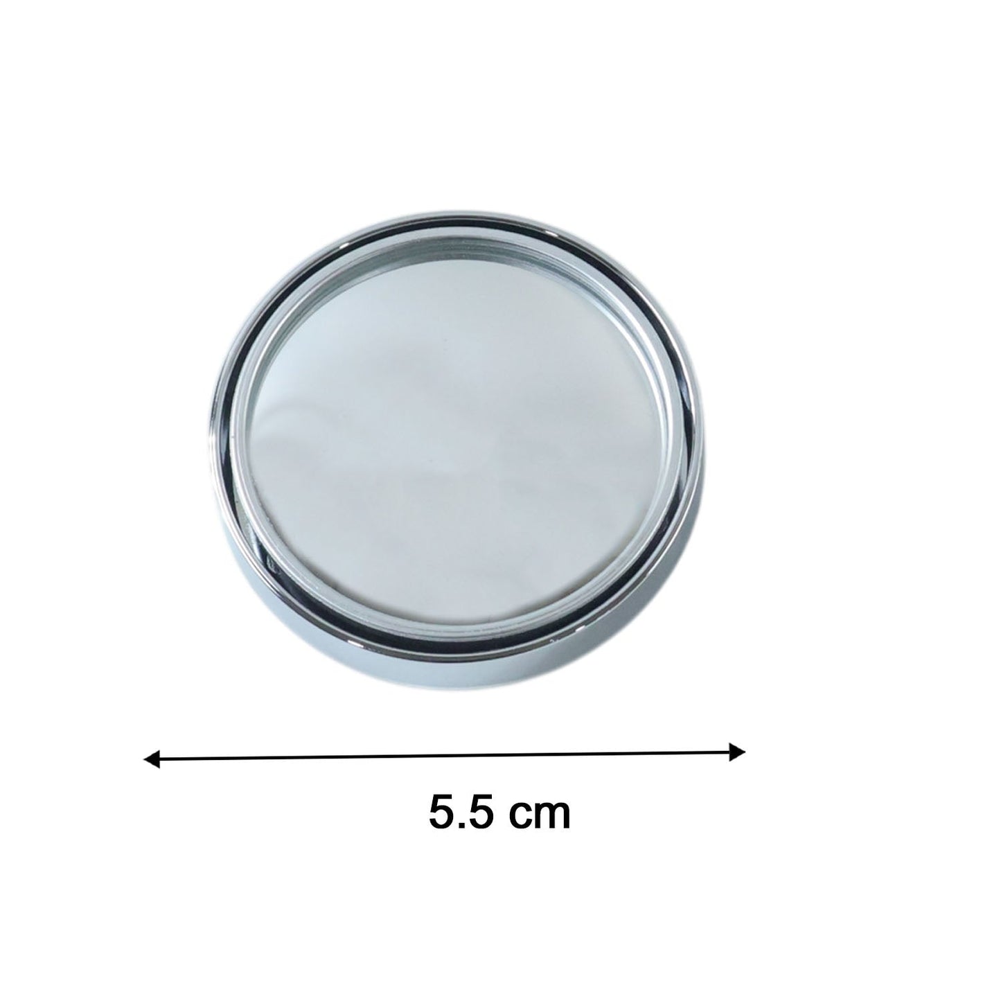Size comparison of silver round blind spot mirrors