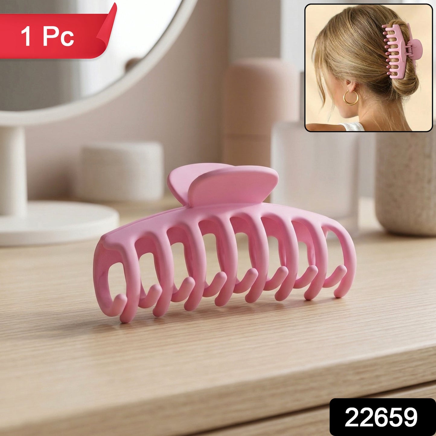 Elegant large pink hair claw clip with smooth finish