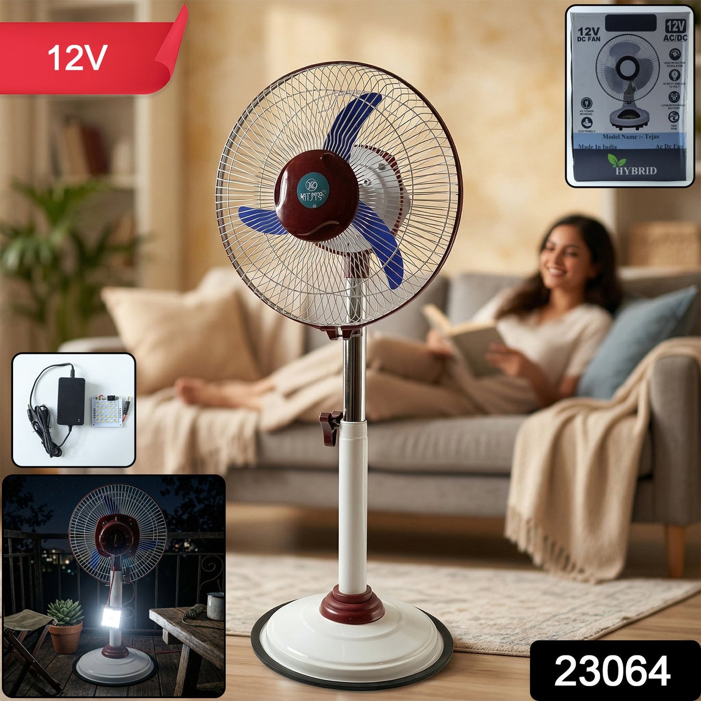 battery operated pedestal fan ideal for indoor cooling during outages