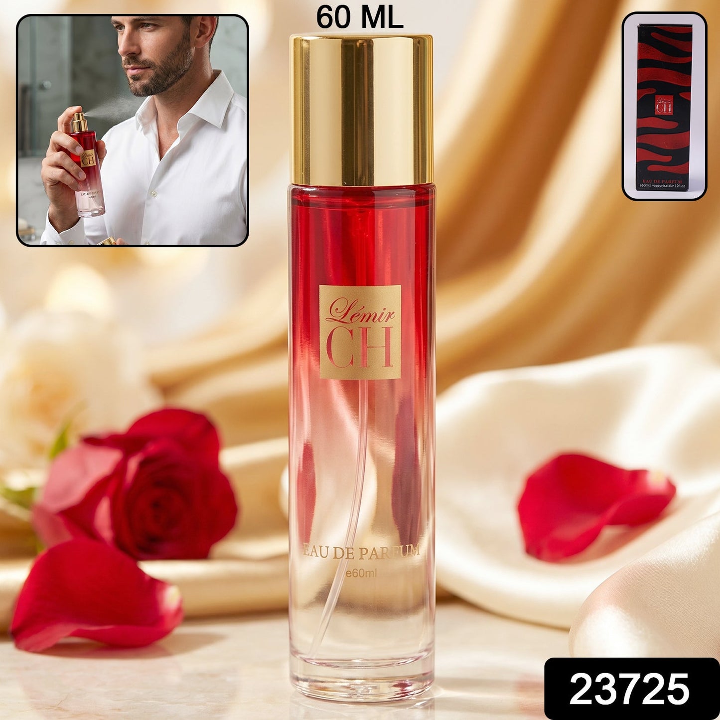 Lemir CH Eau de Parfum in stylish red ombre glass bottle