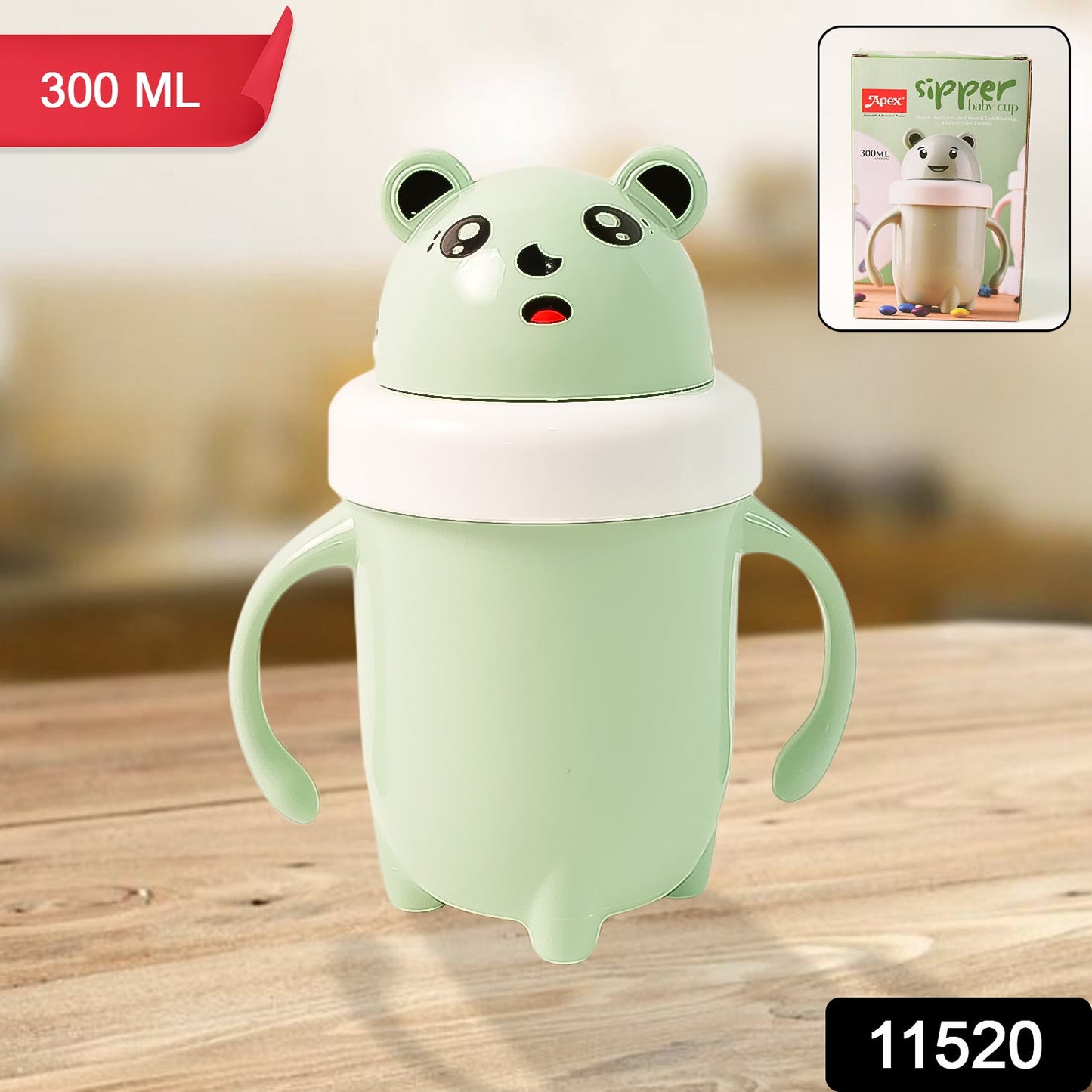 Close up of easy-grip handles on sipper baby training cup for toddlers
