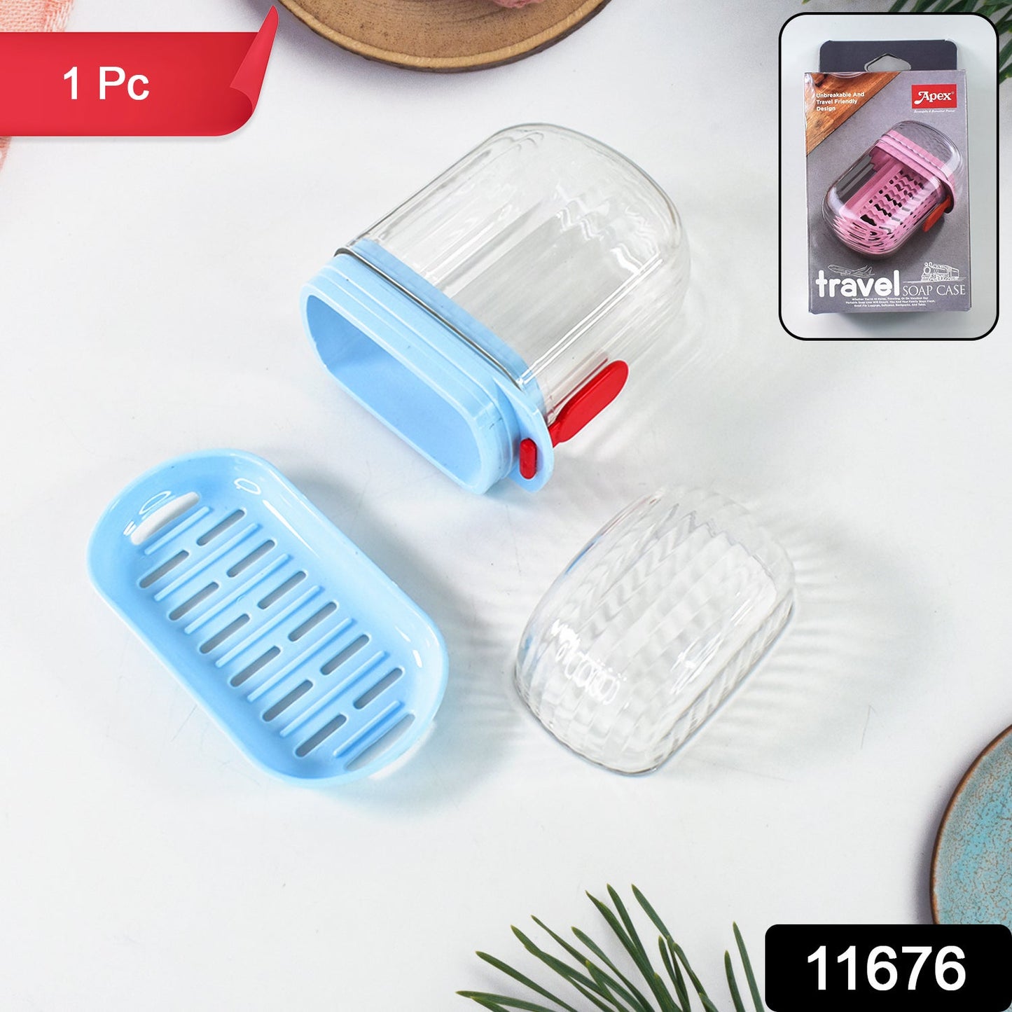 Travel soap case showing dimensions 12 cm length, 8 cm width, 5 cm height