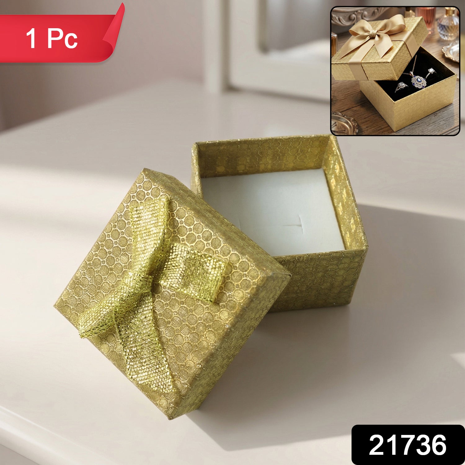 Display of premium gift box with decorative ribbon