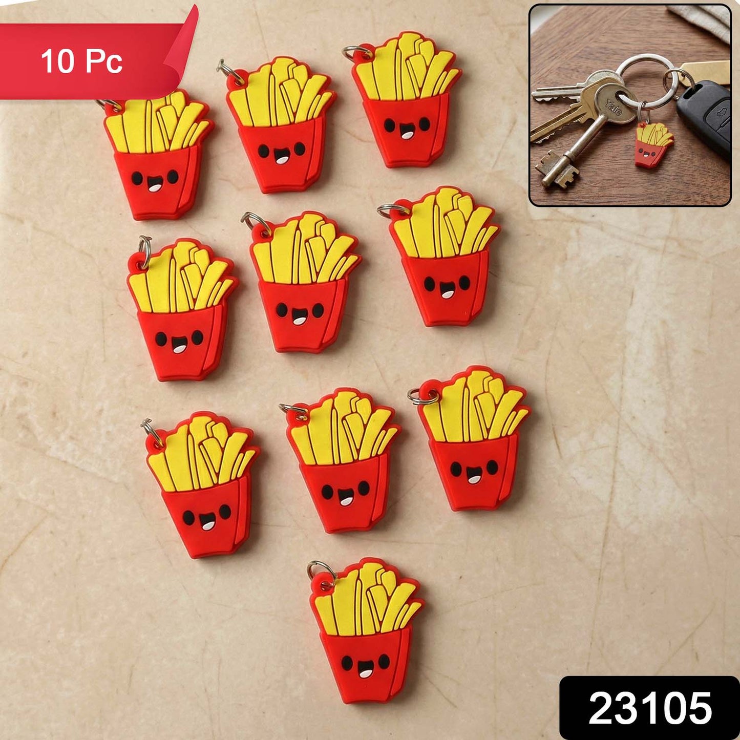 Cute fries keyring accessory for bags and keys