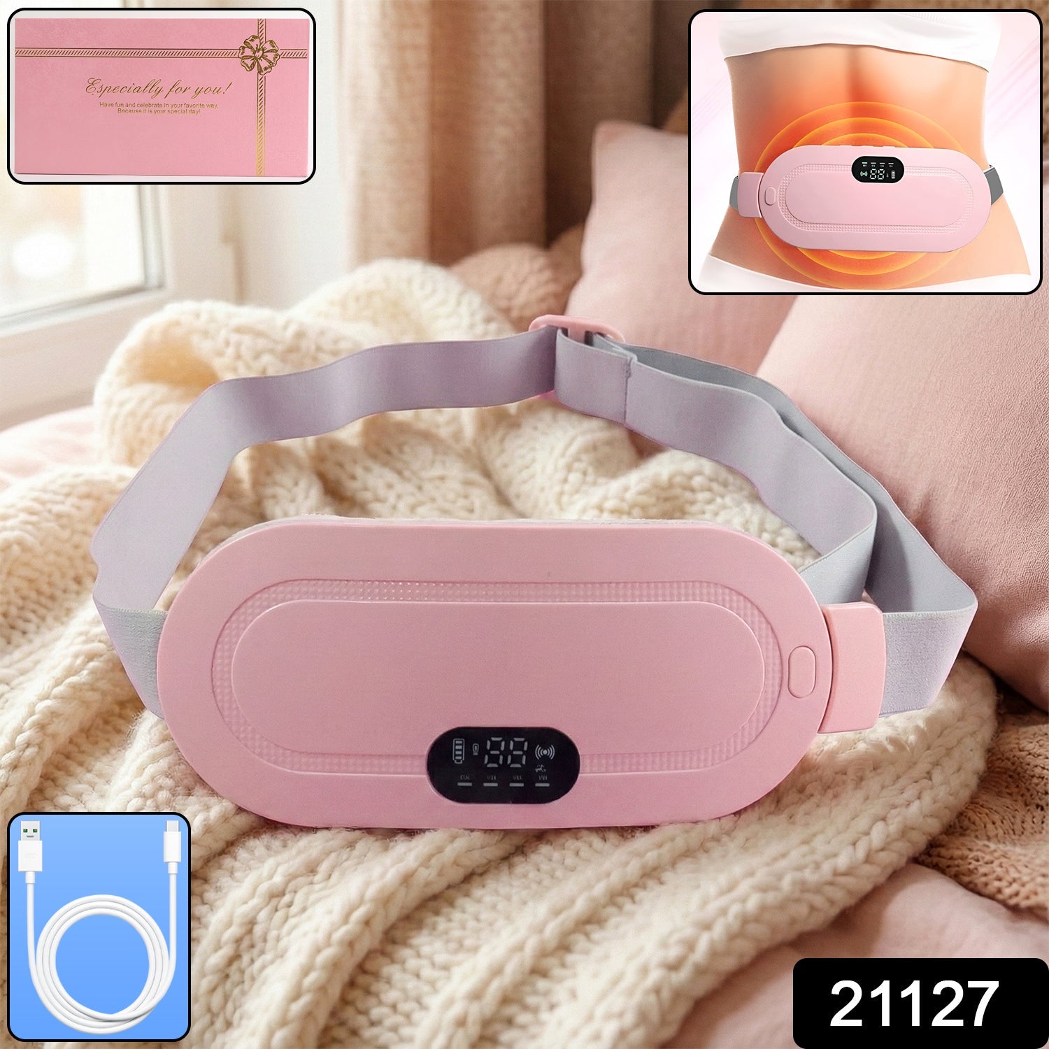 Electric waist heating belt with adjustable heat therapy and digital display