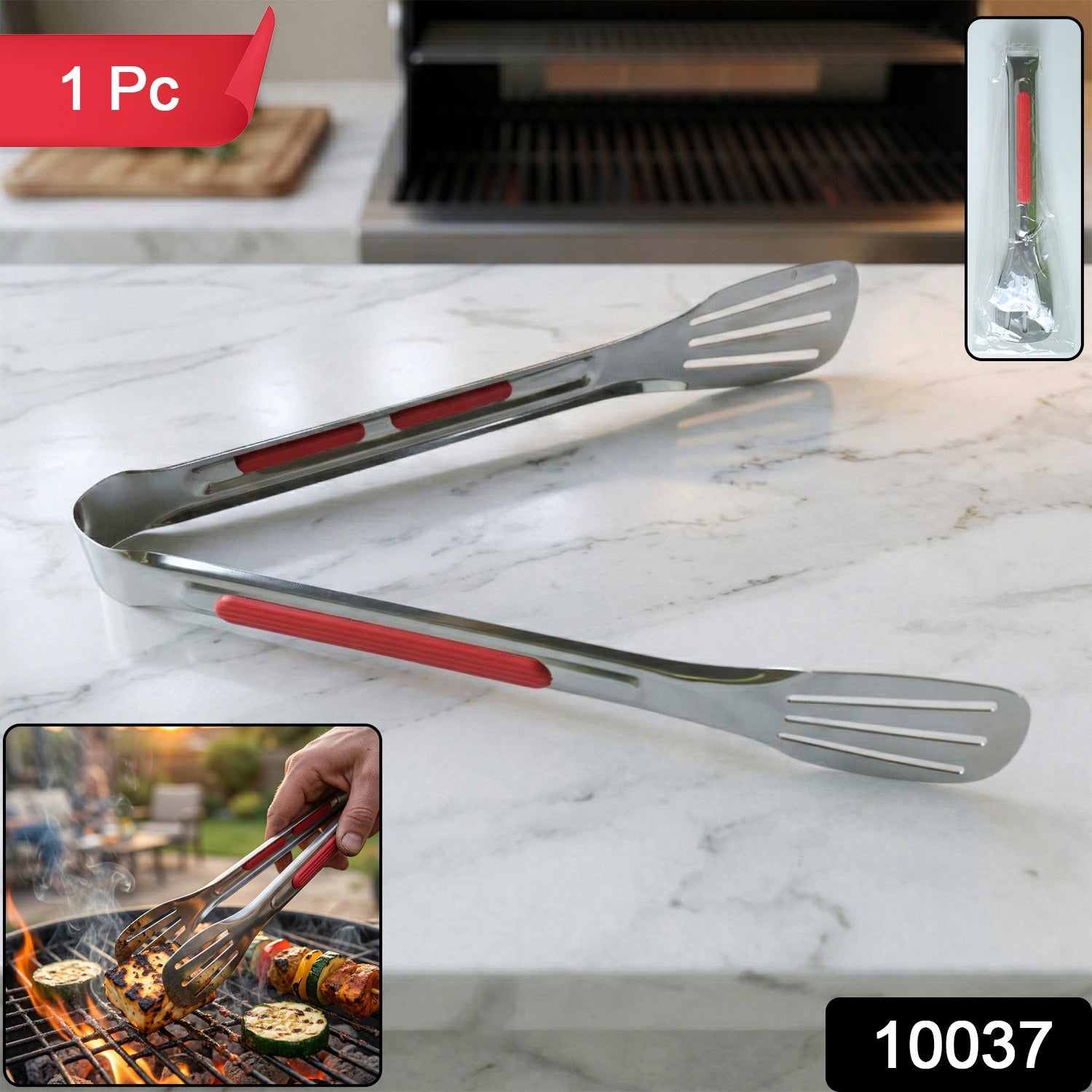 Steel cooking tongs for multipurpose kitchen use