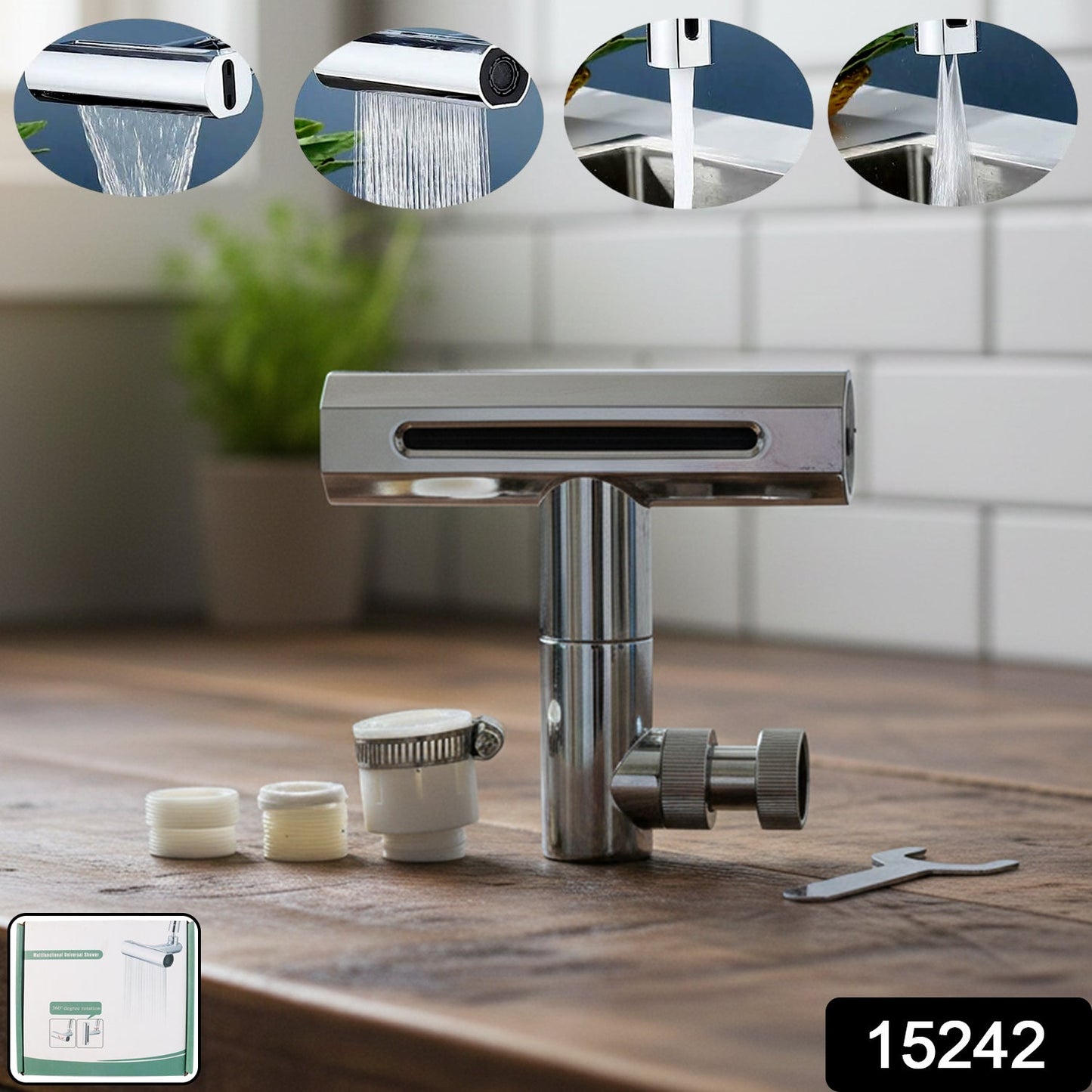 Close-up of the plastic shower head's anti-clogging nozzles for consistent flow.