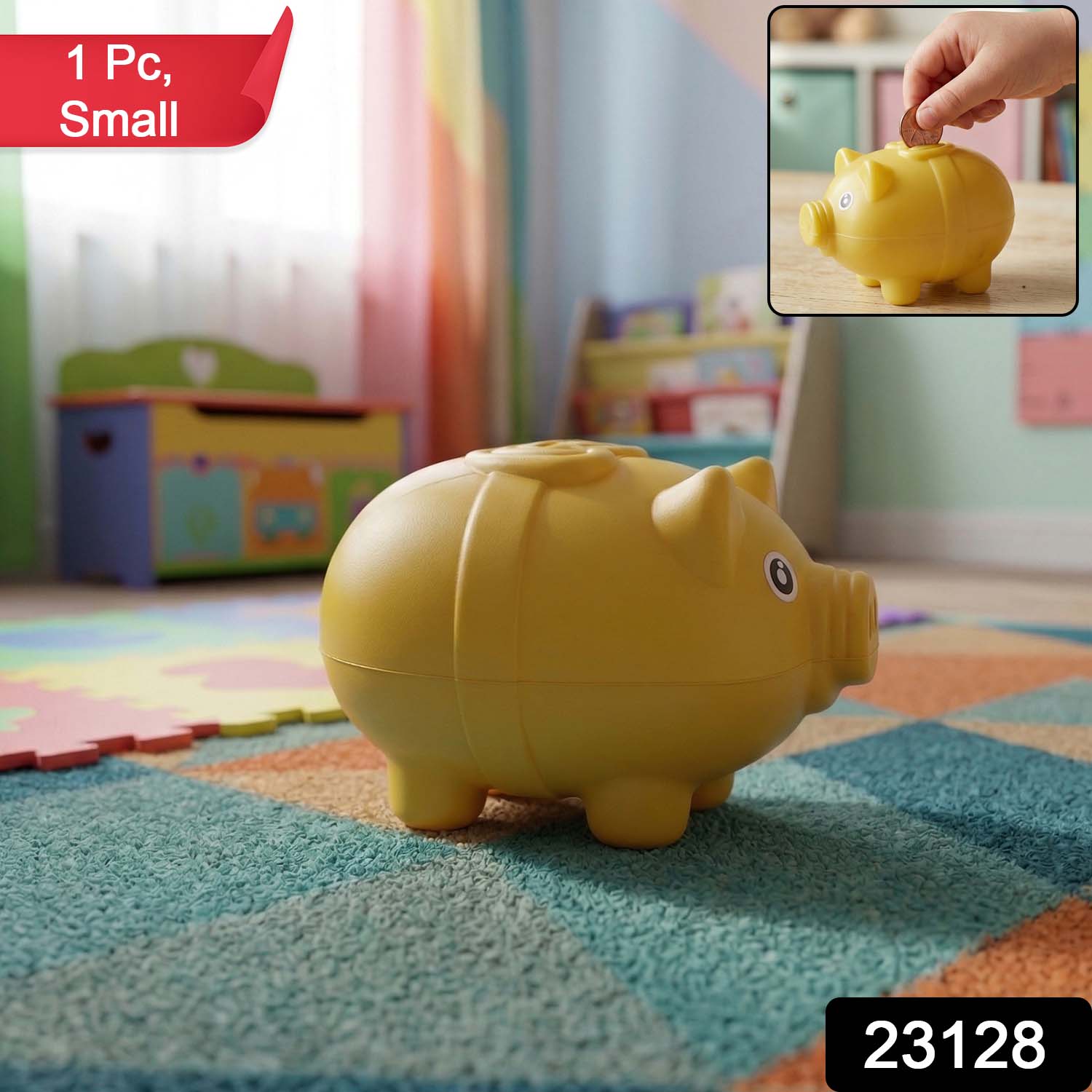 Piggy shaped coin bank suitable for children
