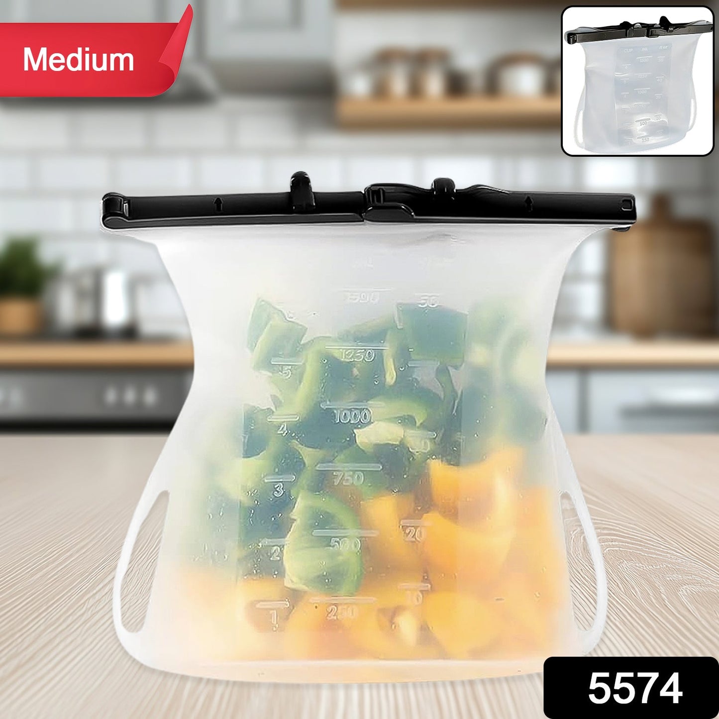 Empty reusable silicone food bag, perfect for easy storage and portability.