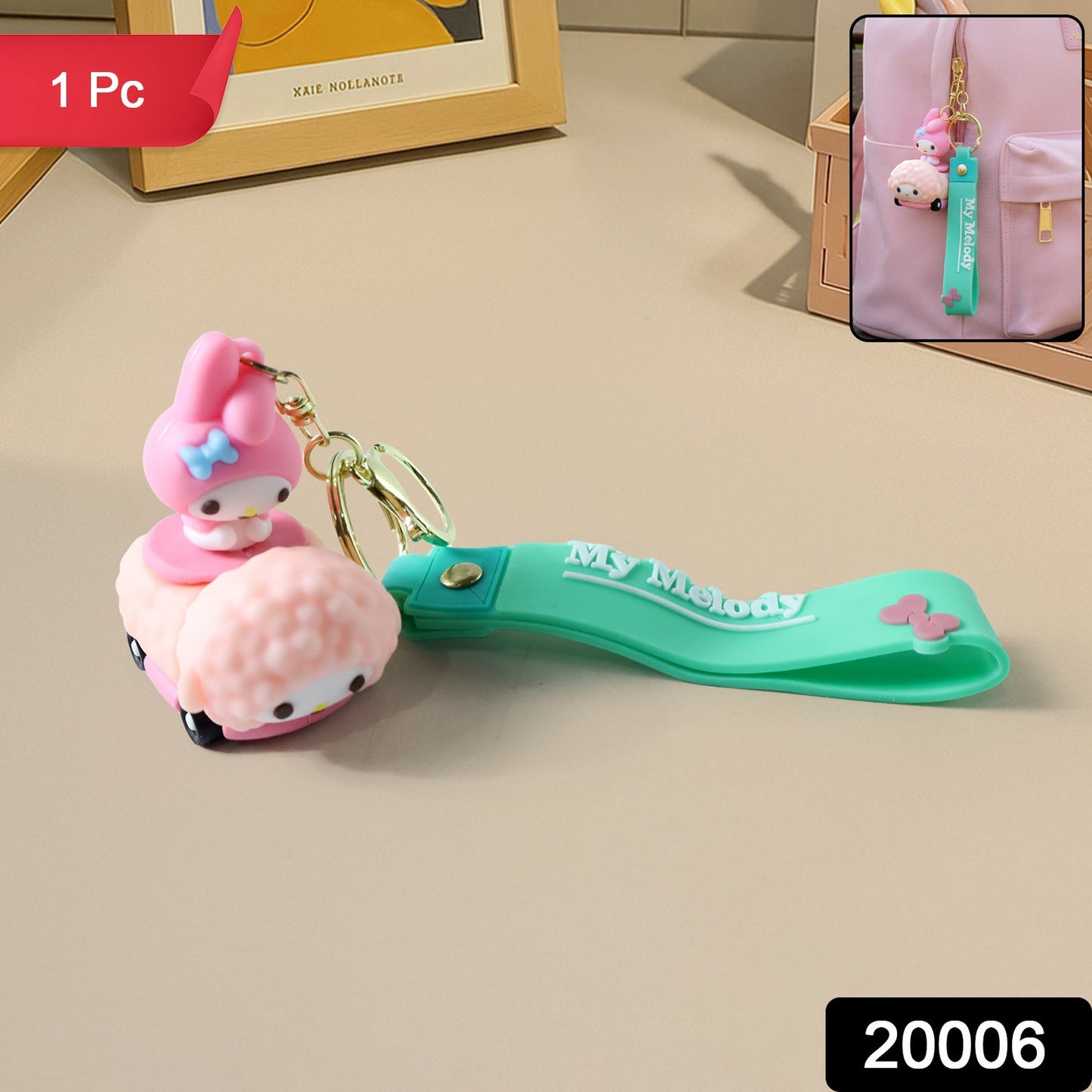 Colorful cartoon silicone keychain hanging as bag charm accessory