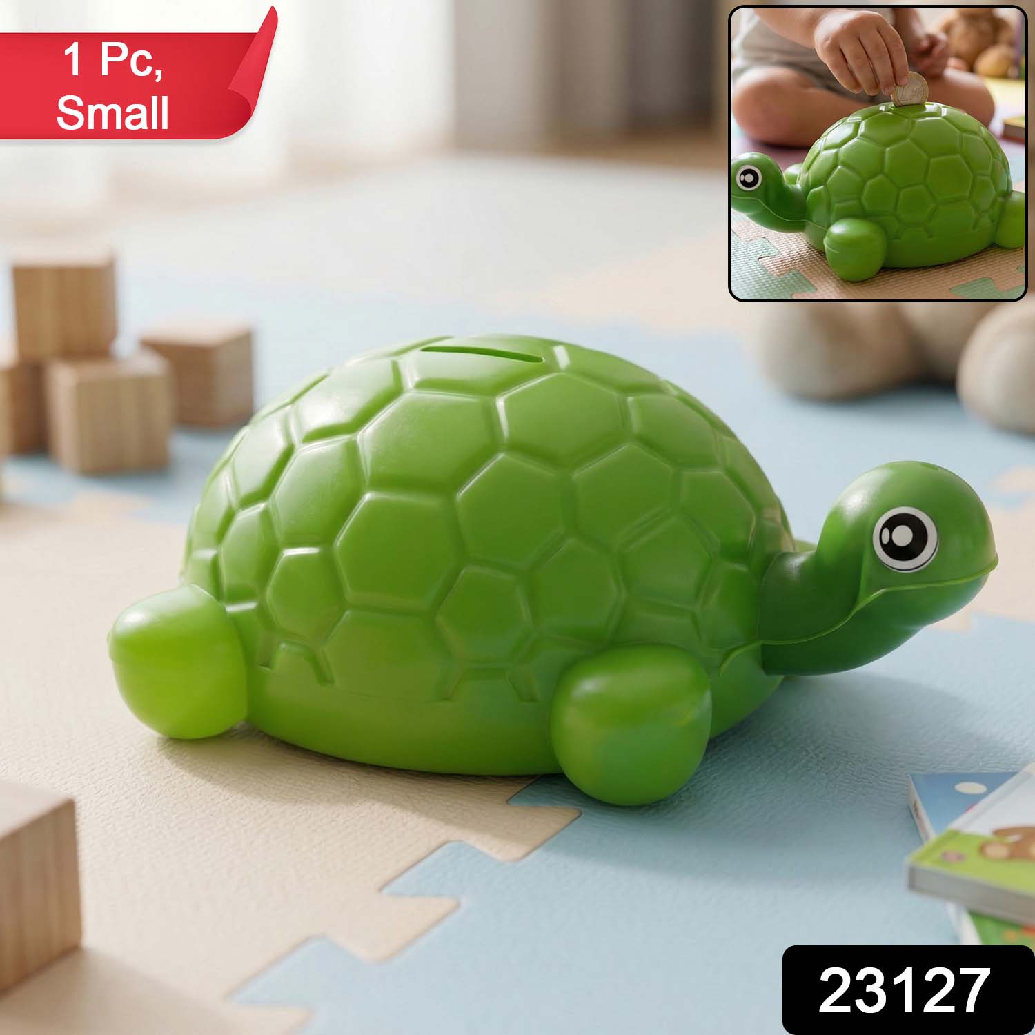 Close-up of coin slot on tortoise money bank