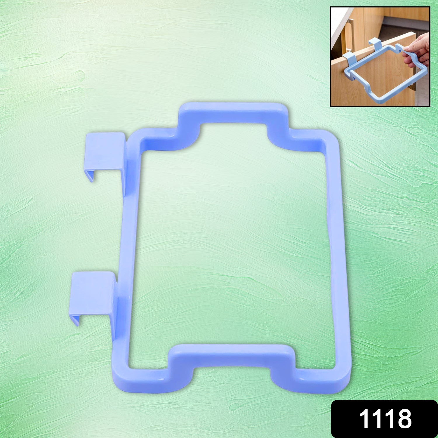 Effortless installation of the waste bag holder on a kitchen door.