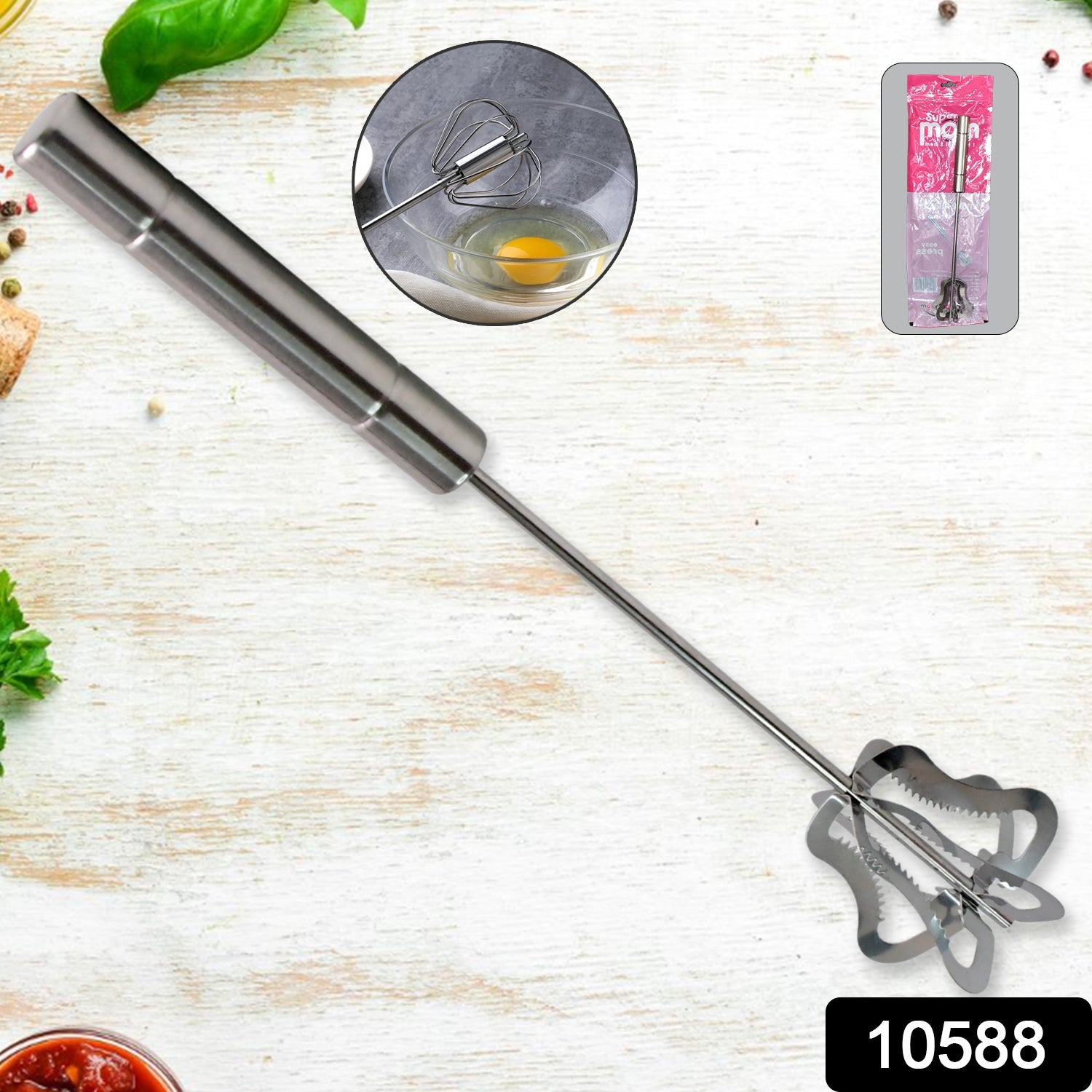 Durable kitchen tool with rust-resistant stainless steel whisk blades