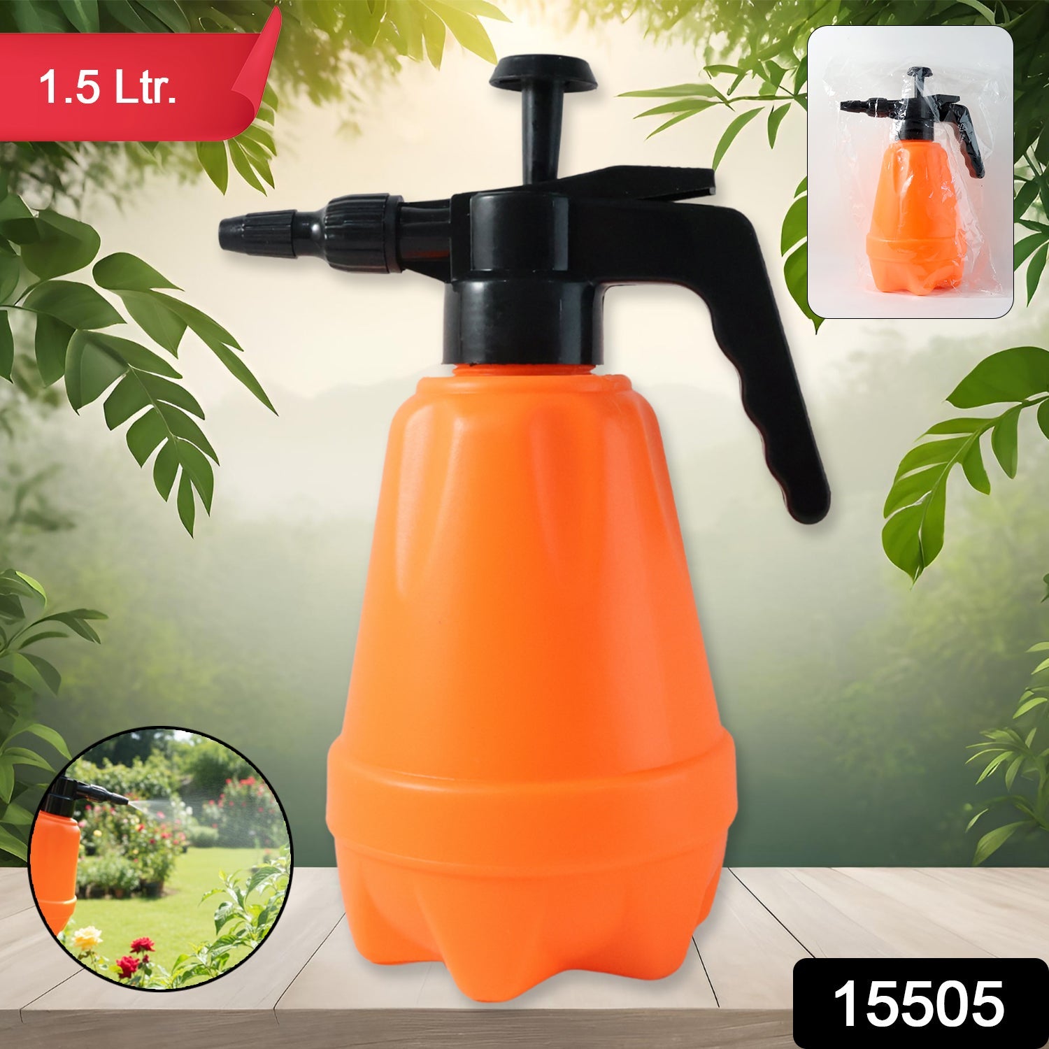 Close-up of adjustable brass nozzle on 1.5L pressure spray bottle