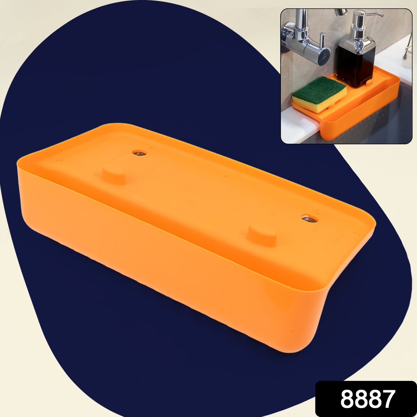 Packaging shot of the Garth sink drainer shelf, highlighting its compact size and utility.