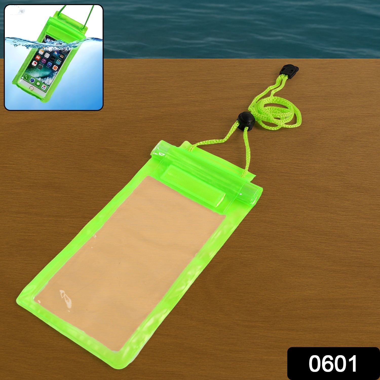 Universal waterproof mobile pouch demonstrating its secure sealing mechanism.