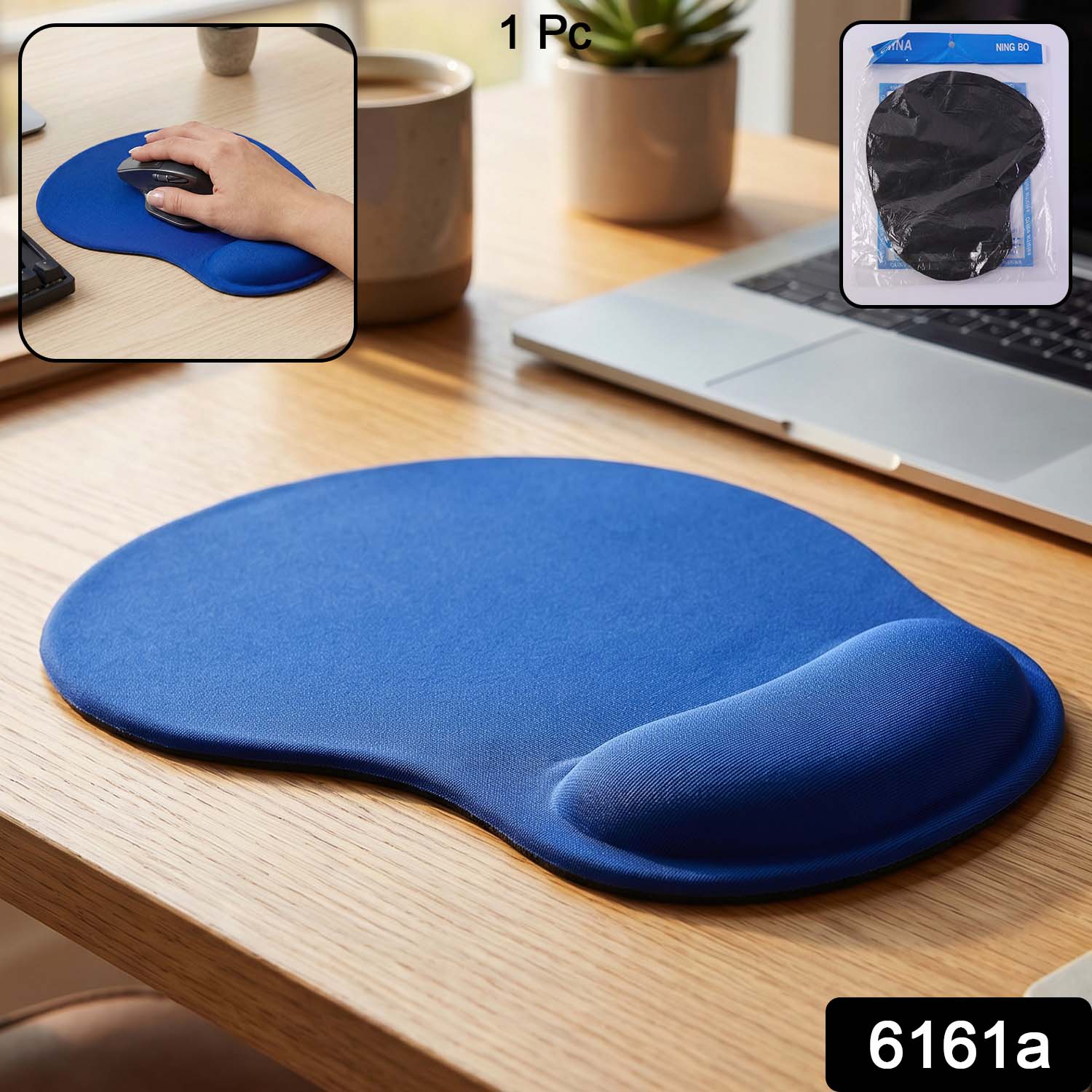 Top view of an ergonomic wrist rest mouse pad highlighting its smooth tracking surface.