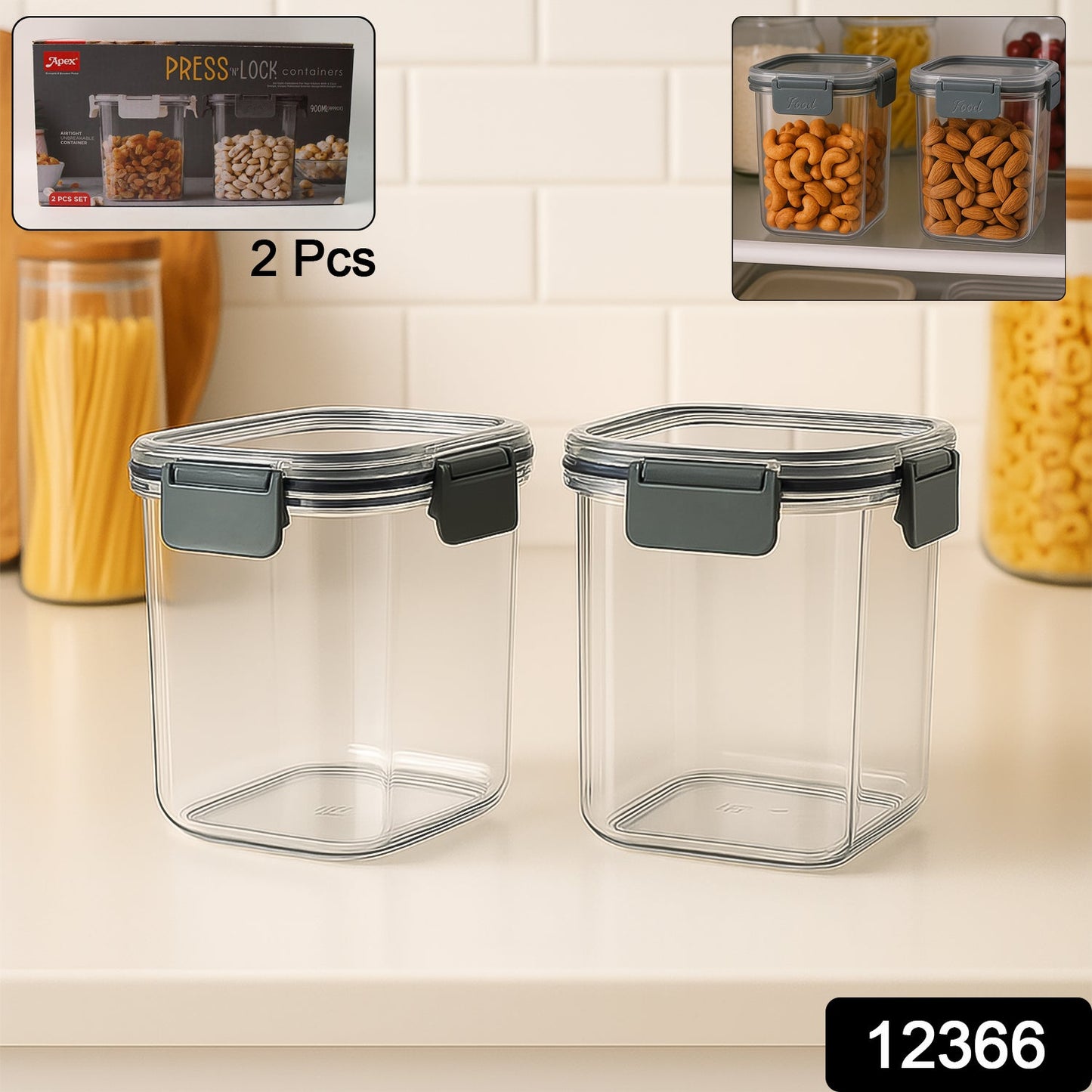 Apex airtight containers filled with dry goods showing airtight storage