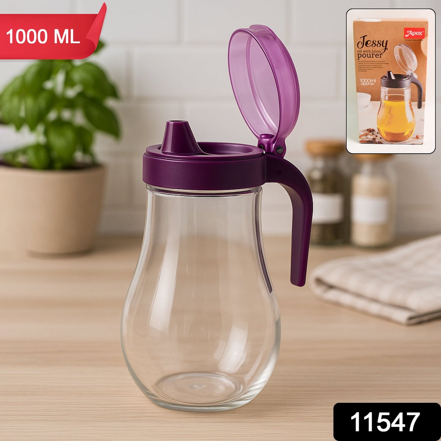 Apex Jessy oil pourer bottle in transparent BPA-free plastic