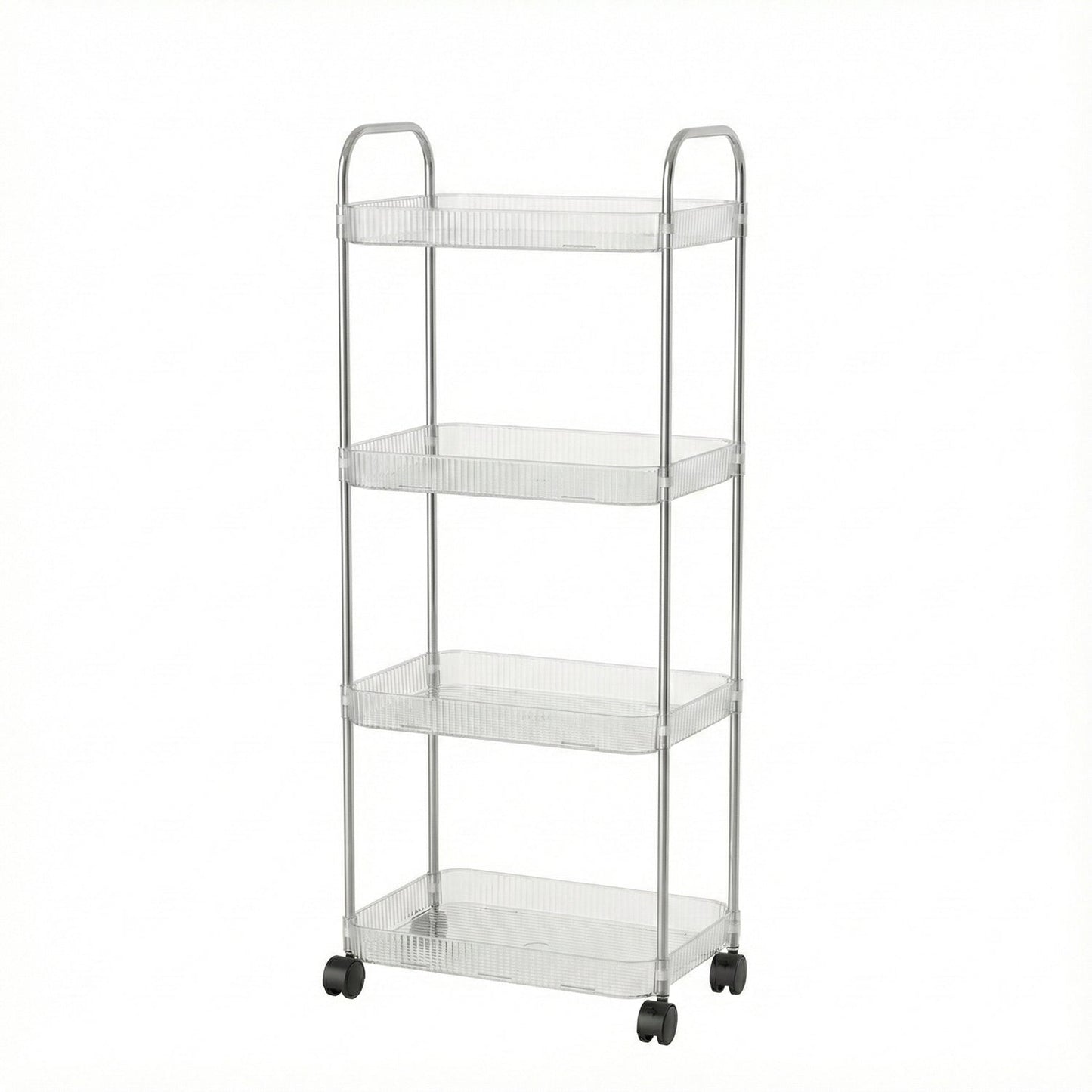 Compact multipurpose storage trolley with four layers and wheels