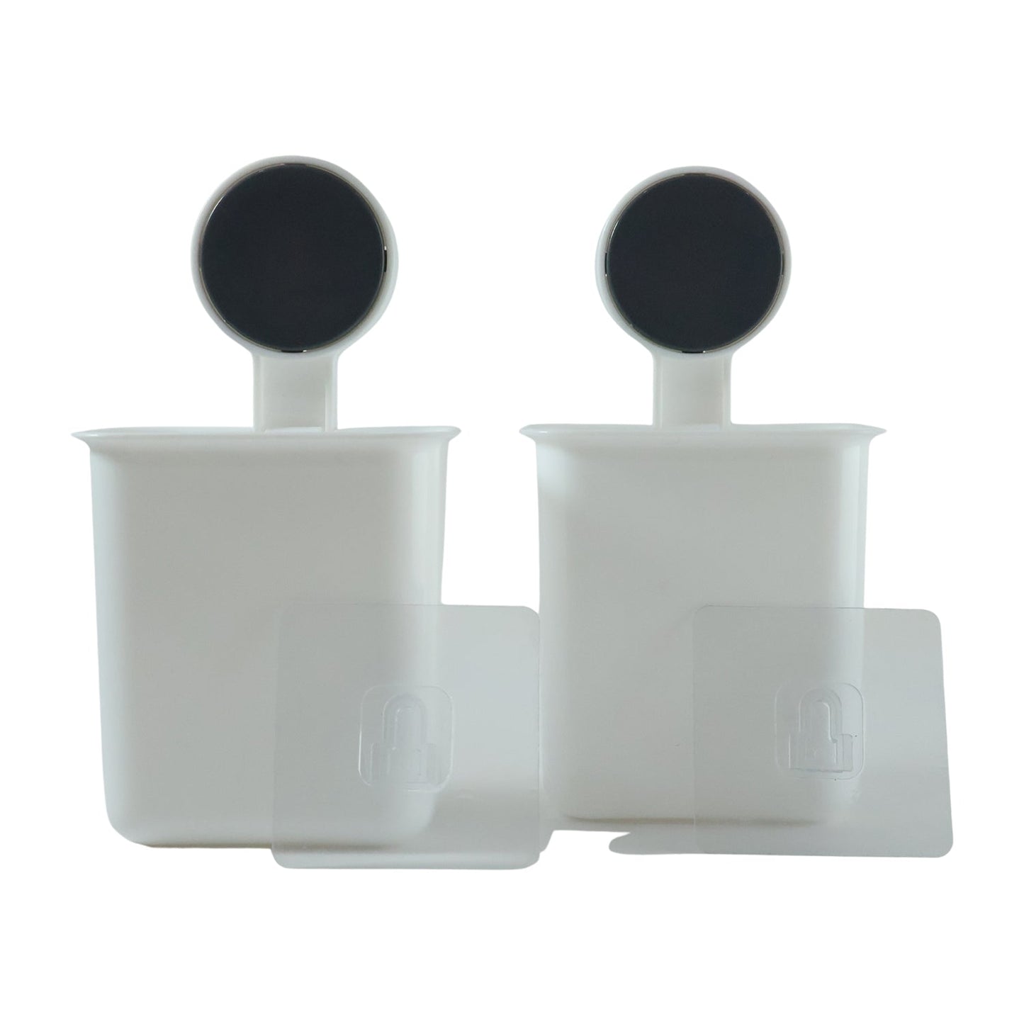 Set of white plastic storage bins ideal for bathroom and kitchen organization