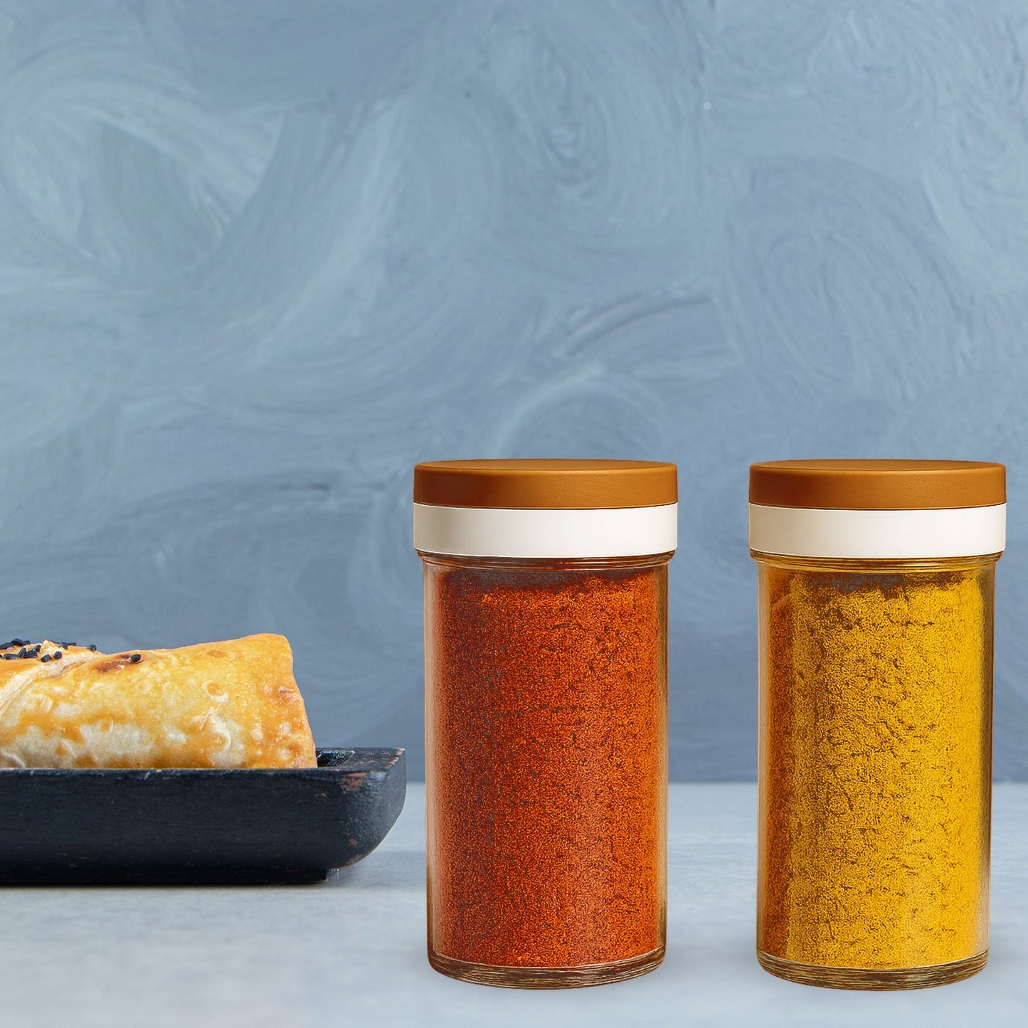 Clear kitchen storage containers for spices and dry fruits