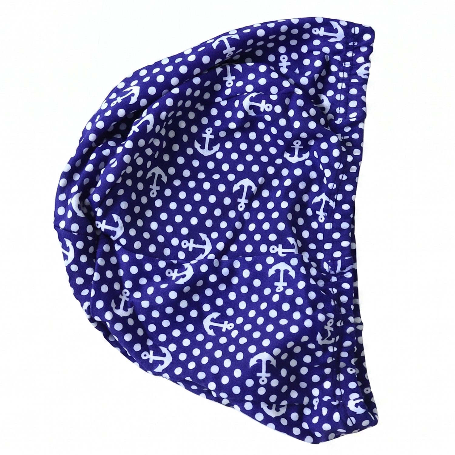 Waterproof and stylish girls swimming cap in blue and white