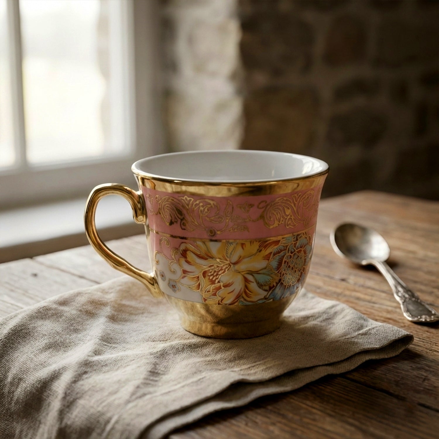 Porcelain tea cup set ideal for serving hot beverages like tea and coffee