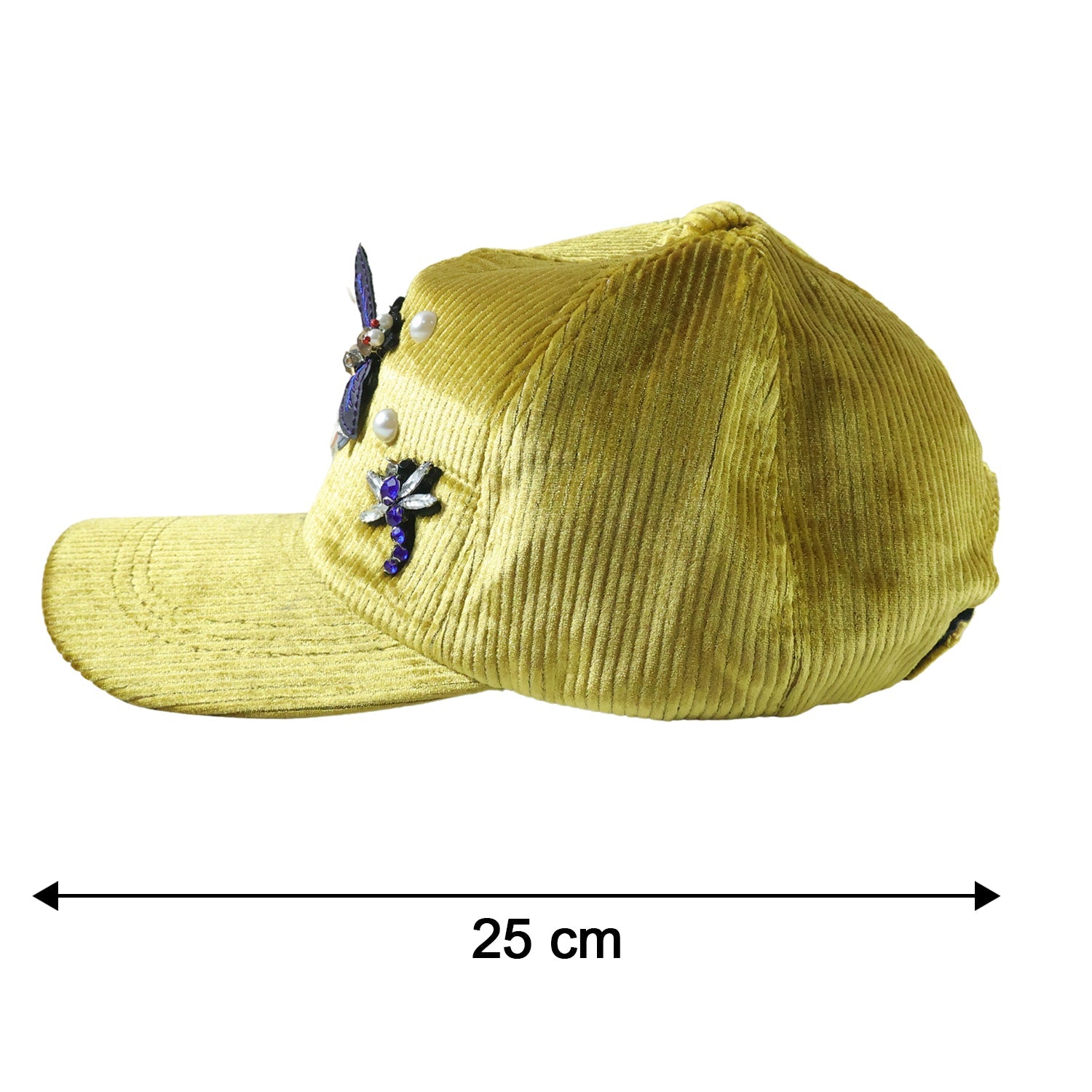 Size details of designer cap in inches and centimeters