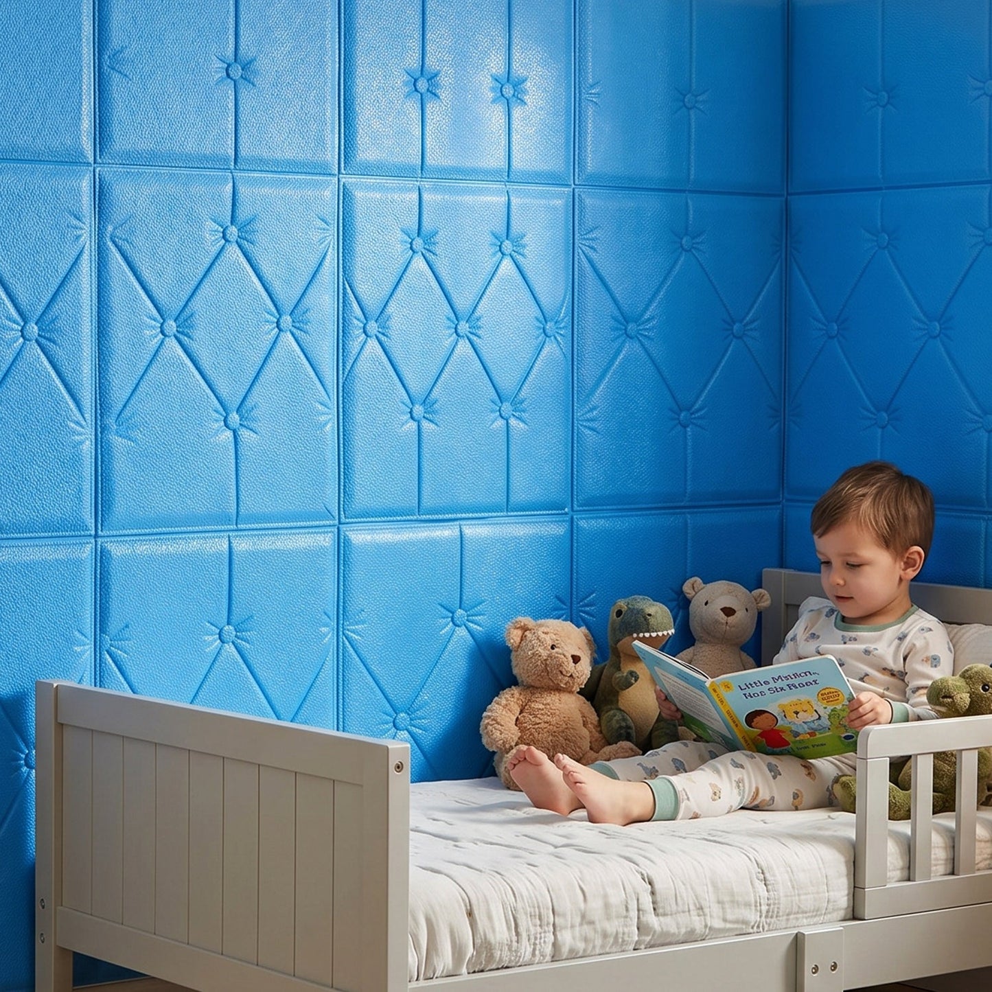 Blue 3D foam wall sticker with textured design